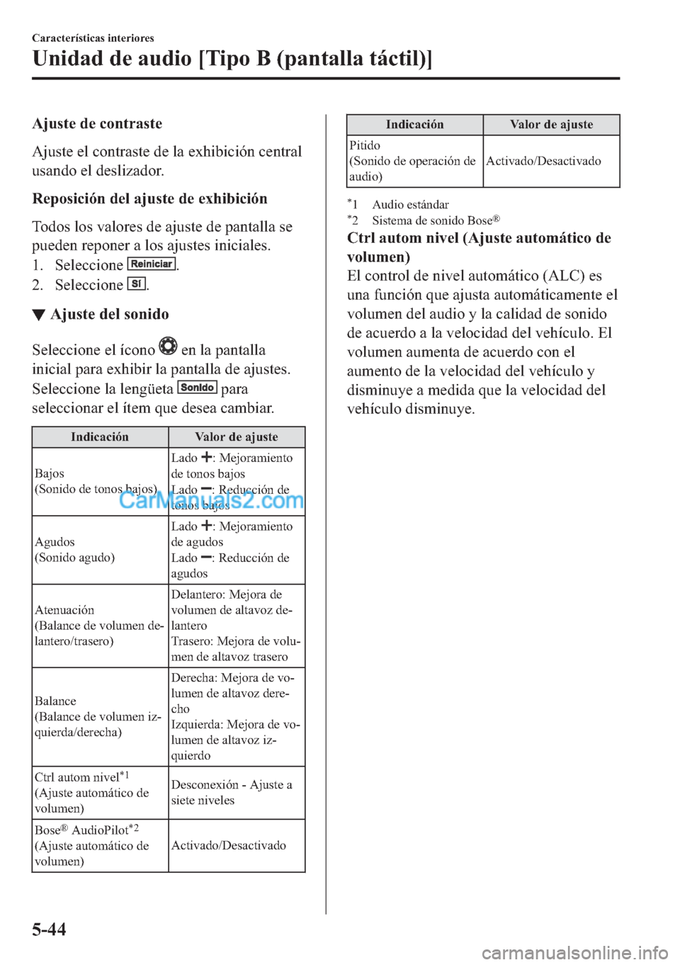 MAZDA MODEL MX-5 2017  Manual del propietario (in Spanish)  �$�M�X�V�W�H��G�H��F�R�Q�W�U�D�V�W�H
�$�M�X�V�W�H��H�O��F�R�Q�W�U�D�V�W�H��G�H��O�D��H�[�K�L�E�L�F�L�y�Q��F�H�Q�W�U�D�O
�X�V�D�Q�G�R��H�O��G�H�V�O�L�]�D�G�R�U�
�5�H�S�R�V�L�F�L�y�Q��G�H�O�