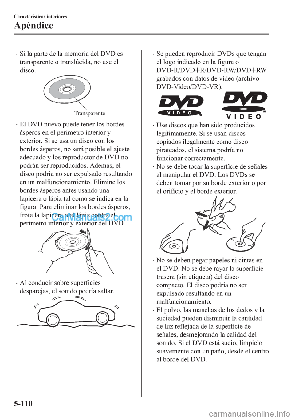 MAZDA MODEL MX-5 2017  Manual del propietario (in Spanish)  �x�6�L��O�D��S�D�U�W�H��G�H��O�D��P�H�P�R�U�L�D��G�H�O���9���H�V
�W�U�D�Q�V�S�D�U�H�Q�W�H��R��W�U�D�Q�V�O�~�F�L�G�D���Q�R��X�V�H��H�O
�G�L�V�F�R�
Transparente
�x�(�O���9���Q�X�H�Y