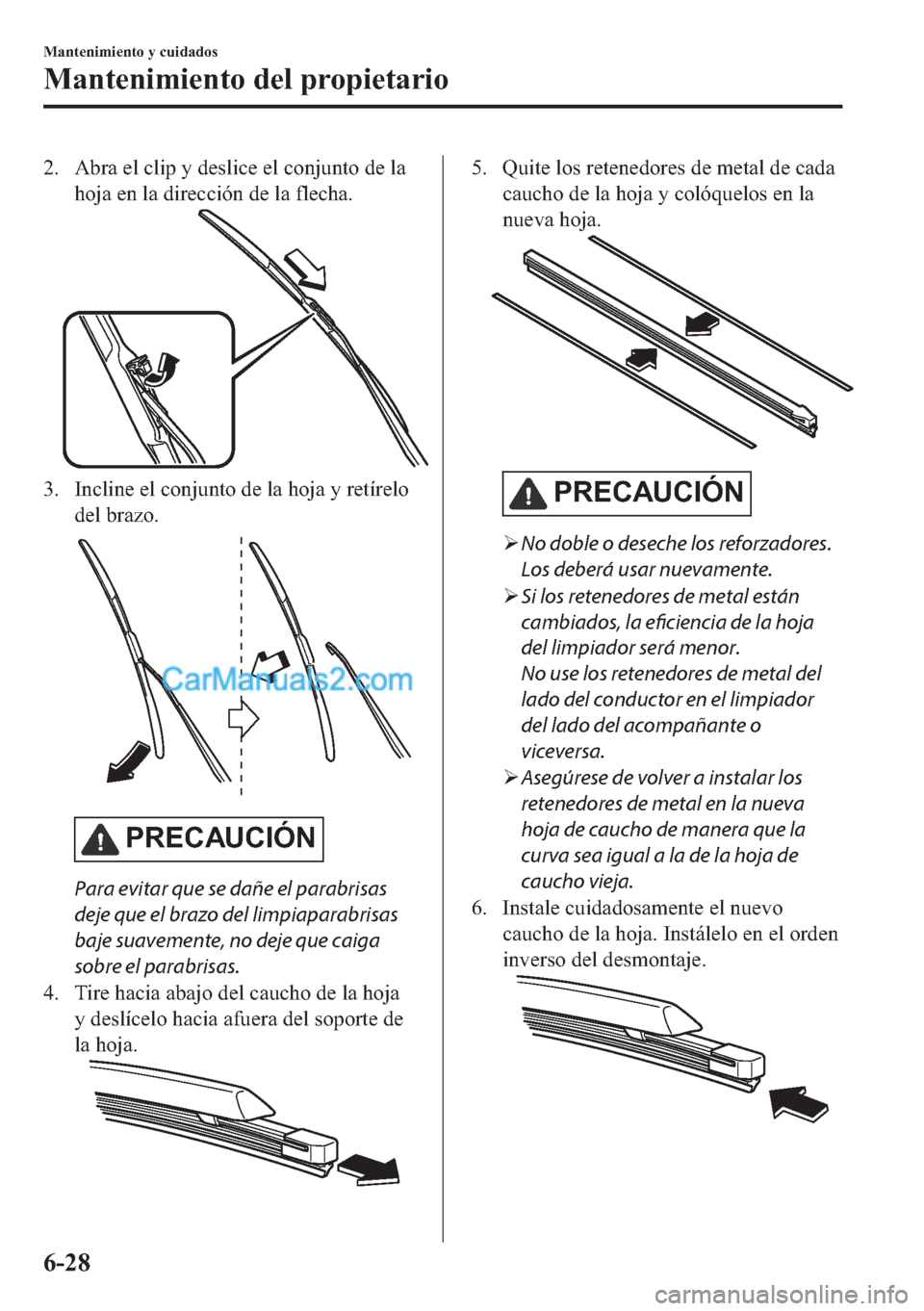 MAZDA MODEL MX-5 2017  Manual del propietario (in Spanish)  �� �$�E�U�D��H�O��F�O�L�S��\��G�H�V�O�L�F�H��H�O��F�R�Q�M�X�Q�W�R��G�H��O�D
�K�R�M�D��H�Q��O�D��G�L�U�H�F�F�L�y�Q��G�H��O�D��I�O�H�F�K�D�
�� �,�Q�F�O�L�Q�H��H�O��F�R�Q�M�X�Q�W�R�
