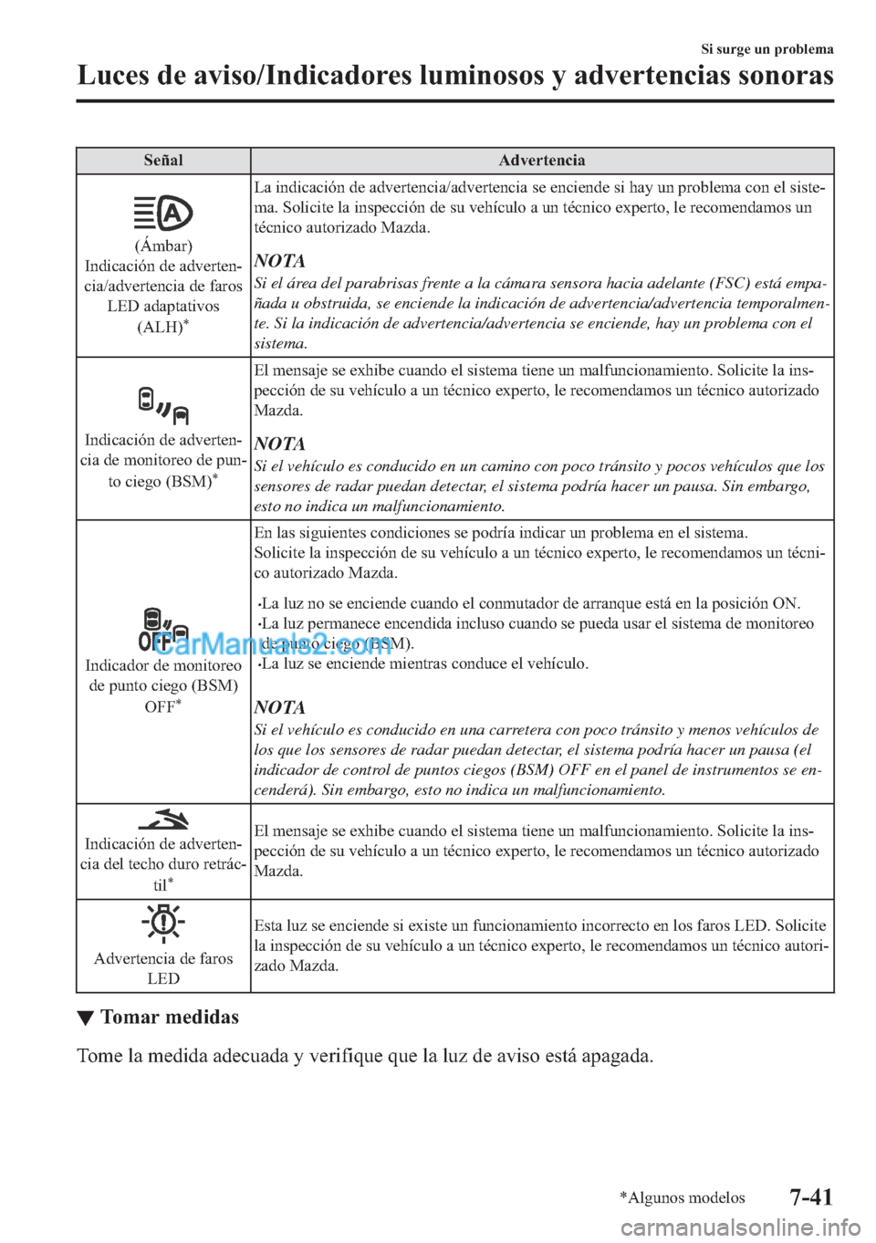 MAZDA MODEL MX-5 2017  Manual del propietario (in Spanish)  �6�H�x�D�O �$�G�Y�H�U�W�H�Q�F�L�D
��