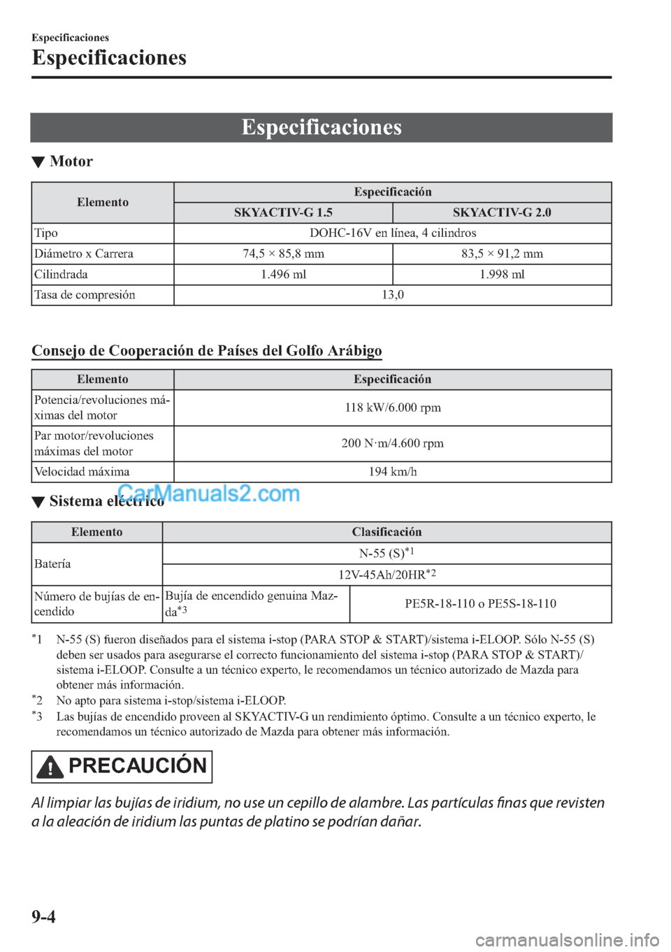 MAZDA MODEL MX-5 2017  Manual del propietario (in Spanish)  �(�V�S�H�F�L�I�L�F�D�F�L�R�Q�H�V
▼�0�R�W�R�U
�(�O�H�P�H�Q�W�R�(�V�S�H�F�L�I�L�F�D�F�L�y�Q
�6�.�<�$�&�7�,�9��*���� �6�.�<�$�&�7�,�9��*����
�7�L�S�R ��2�+�&����9��H�Q��O�t�Q�H�D����