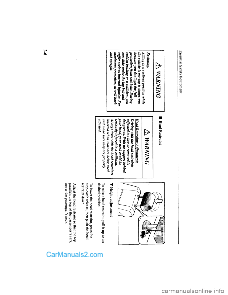 MAZDA MODEL MILLENIA 2000   (in English) User Guide 