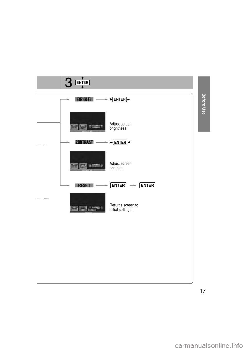 MAZDA MODEL RX 8 2004  Navigation Manual (in English) ent
n\bd\fsplay\bturns\boff.
any\bbutton\bto\b
to\bscreen\bd\fsplay.\b
ts\bOFF\b-\bDAY\bMODE
ts\bON\b-\bNIGHT\bMODE
e\bheadl\fghts\bare\bon,
mode\bcan\balso\bbe
(\ff\bextra\bscreen
\fghtt\fme\bcond\ft