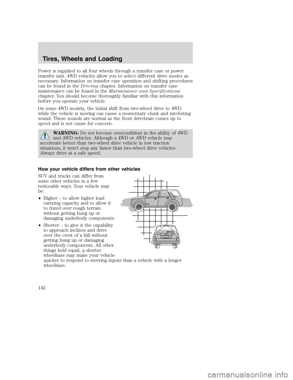 MAZDA MODEL TRIBUTE 2009  Owners Manual (in English) Power is supplied to all four wheels through a transfer case or power
transfer unit. 4WD vehicles allow you to select different drive modes as
necessary. Information on transfer case operation and shi