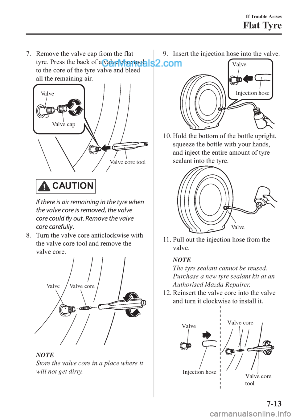 MAZDA MODEL 2 2019  Owners Manual (in English) �� �5�H�P�R�Y�H��W�K�H��Y�D�O�Y�H��F�D�S��I�U�R�P��W�K�H��I�O�D�W
�W�\�U�H���3�U�H�V�V��W�K�H��E�D�F�N��R�I��D��Y�D�O�Y�H��F�R�U�H��W�R�R�O
�W�R��W�K�H��F�R�U�H��R�I��W�K�H��W�\�