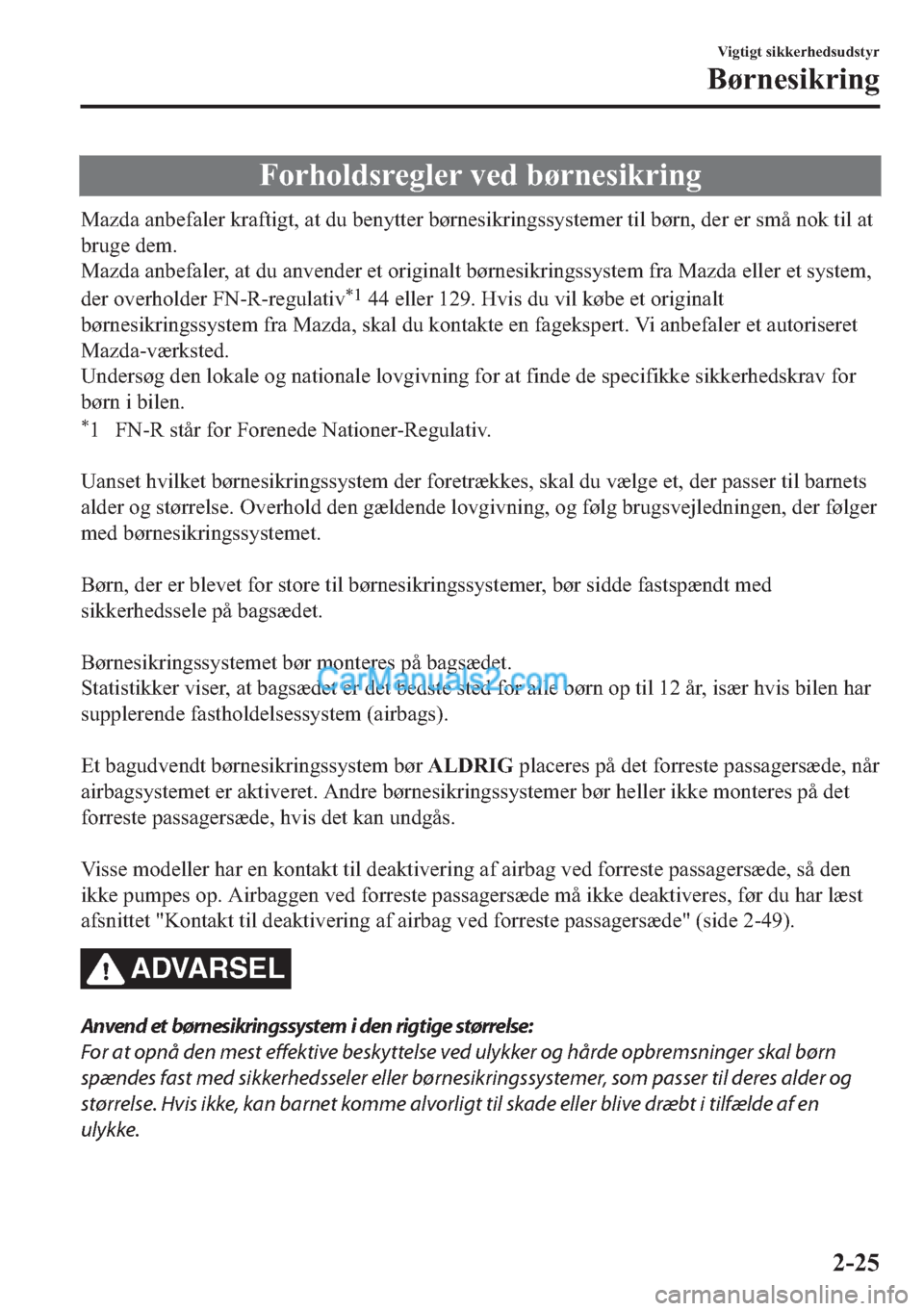 MAZDA MODEL 2 2019  Instruktionsbog (in Danish) �)�R�U�K�R�O�G�V�U�H�J�O�H�U��Y�H�G��E�