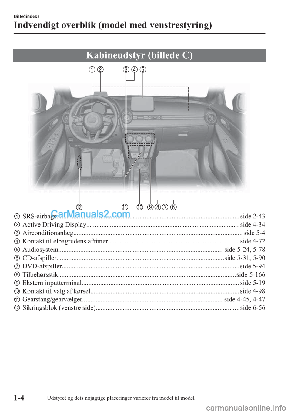 MAZDA MODEL 2 2019  Instruktionsbog (in Danish) �.�D�E�L�Q�H�X�G�V�W�\�U���E�L�O�O�H�G�H��&�
p�6�5�6��D�L�U�E�D�J�V����������������������������������������������������������������