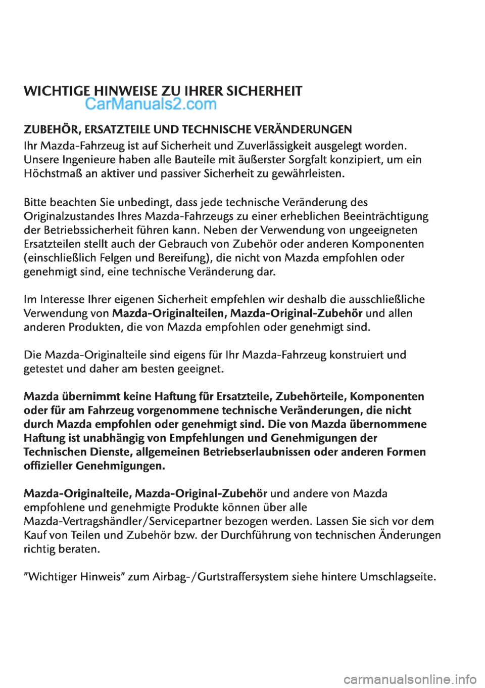 MAZDA MODEL 2 2019  Betriebsanleitung (in German) 
