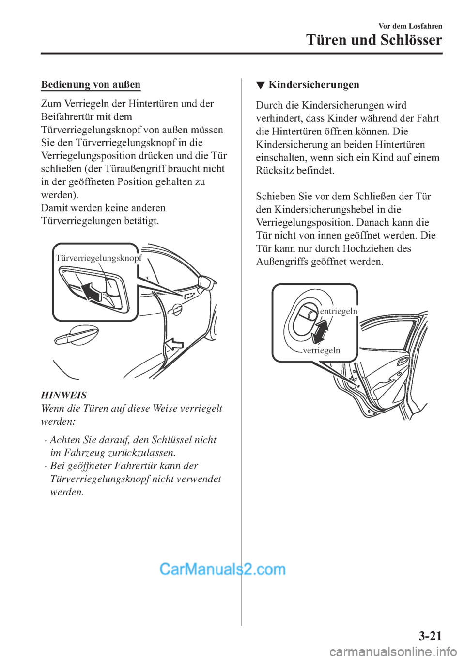 MAZDA MODEL 2 2019  Betriebsanleitung (in German) �%�H�G�L�H�Q�X�Q�J��Y�R�Q��D�X�
