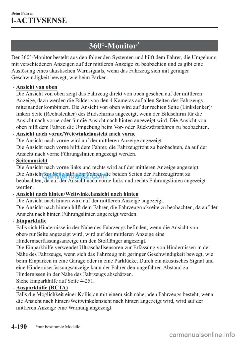 MAZDA MODEL 2 2019  Betriebsanleitung (in German) ����ƒ��0�R�Q�L�W�R�U�
��H�U�����