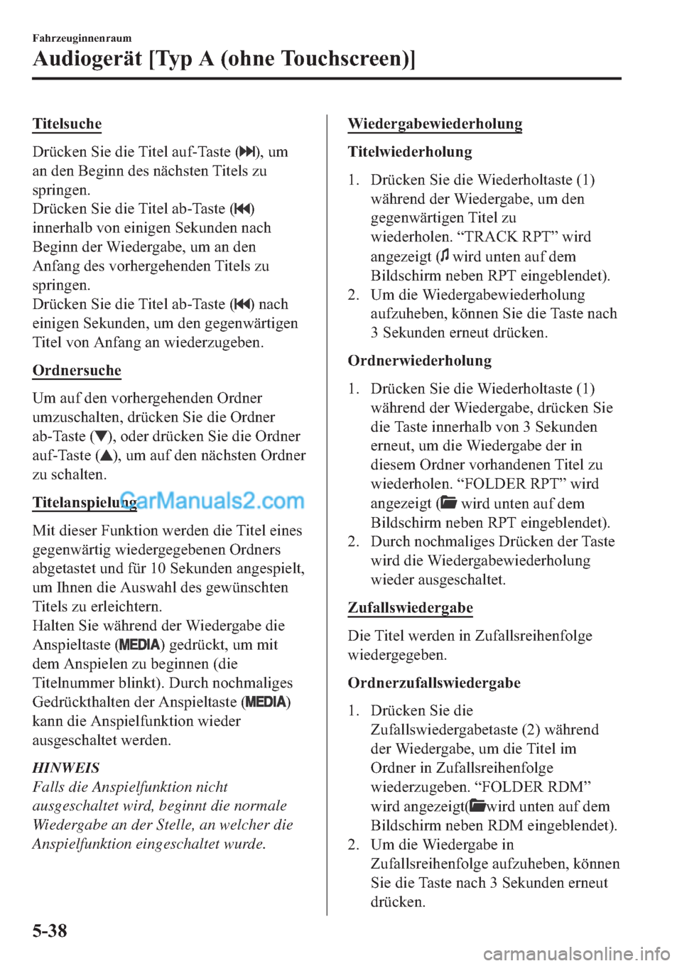MAZDA MODEL 2 2019  Betriebsanleitung (in German) �7�L�W�H�O�V�X�F�K�H
��U�