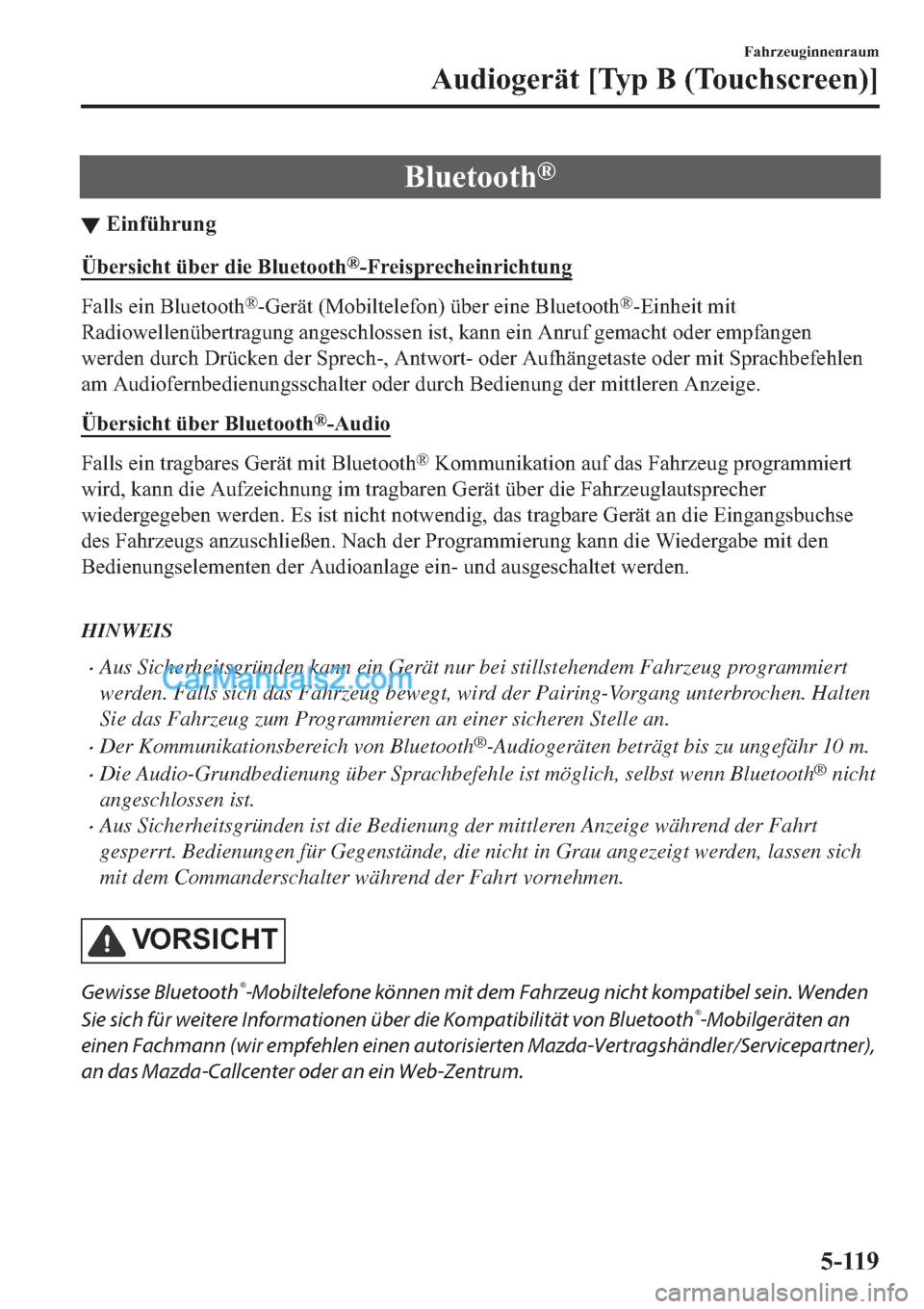 MAZDA MODEL 2 2019  Betriebsanleitung (in German) �%�O�X�H�W�R�R�W�K�Š
▼�(�L�Q�I�