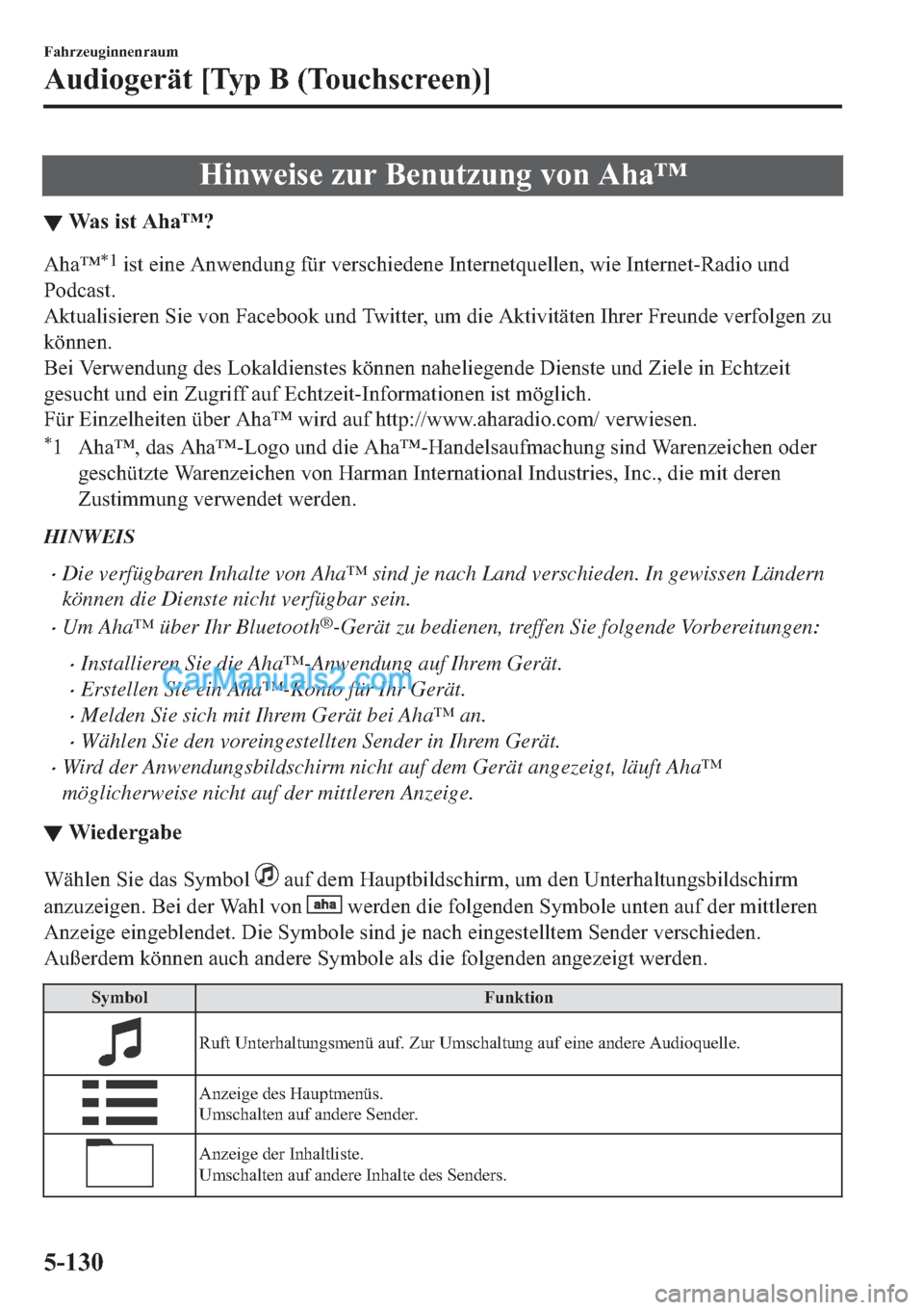MAZDA MODEL 2 2019  Betriebsanleitung (in German) �+�L�Q�Z�H�L�V�H��]�X�U��%�H�Q�X�W�]�X�Q�J��Y�R�Q��$�K�D�