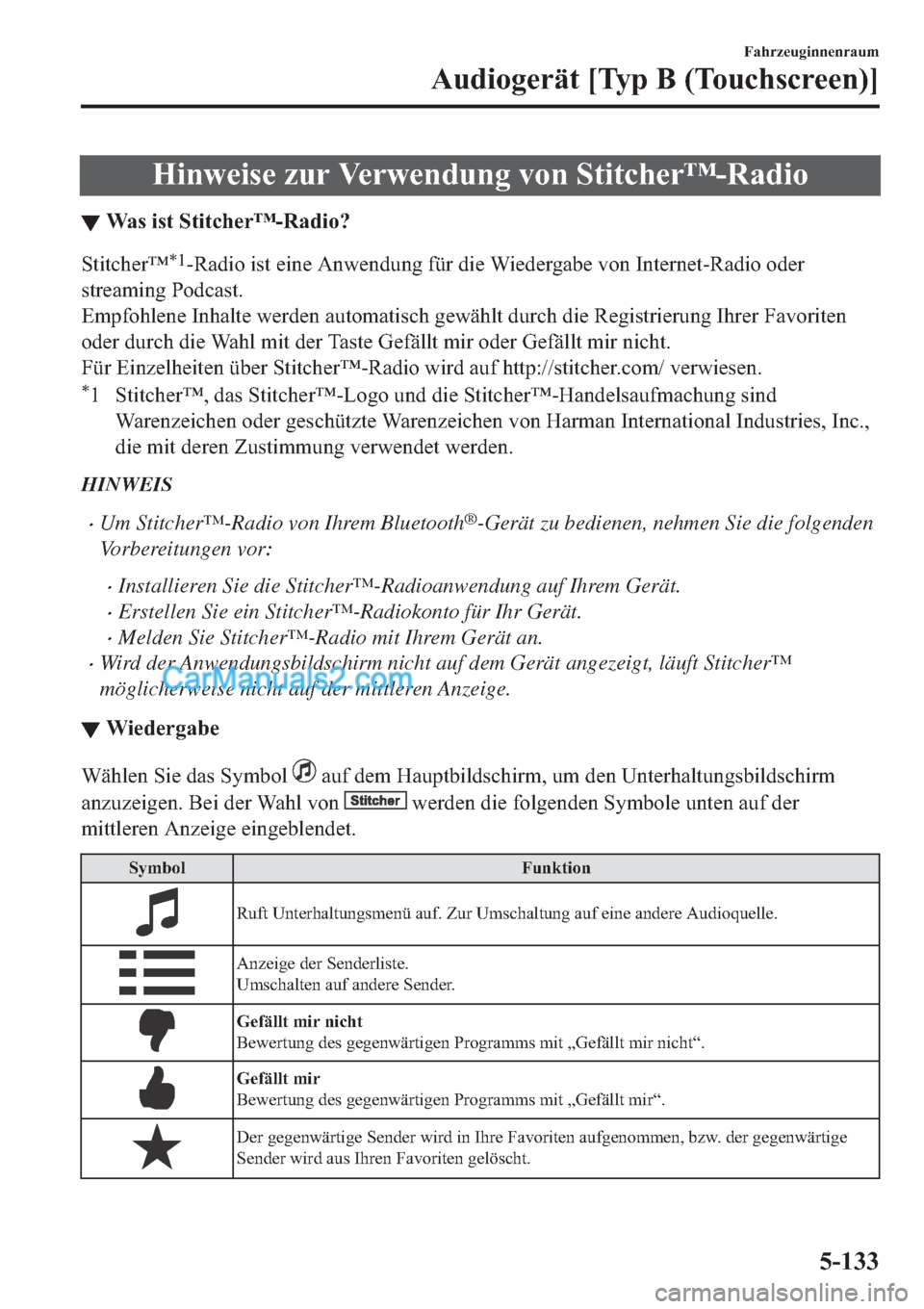 MAZDA MODEL 2 2019  Betriebsanleitung (in German) �+�L�Q�Z�H�L�V�H��]�X�U��9�H�U�Z�H�Q�G�X�Q�J��Y�R�Q��6�W�L�W�F�K�H�U�