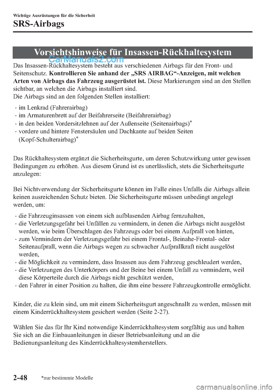 MAZDA MODEL 2 2019  Betriebsanleitung (in German) �9�R�U�V�L�F�K�W�V�K�L�Q�Z�H�L�V�H��I�