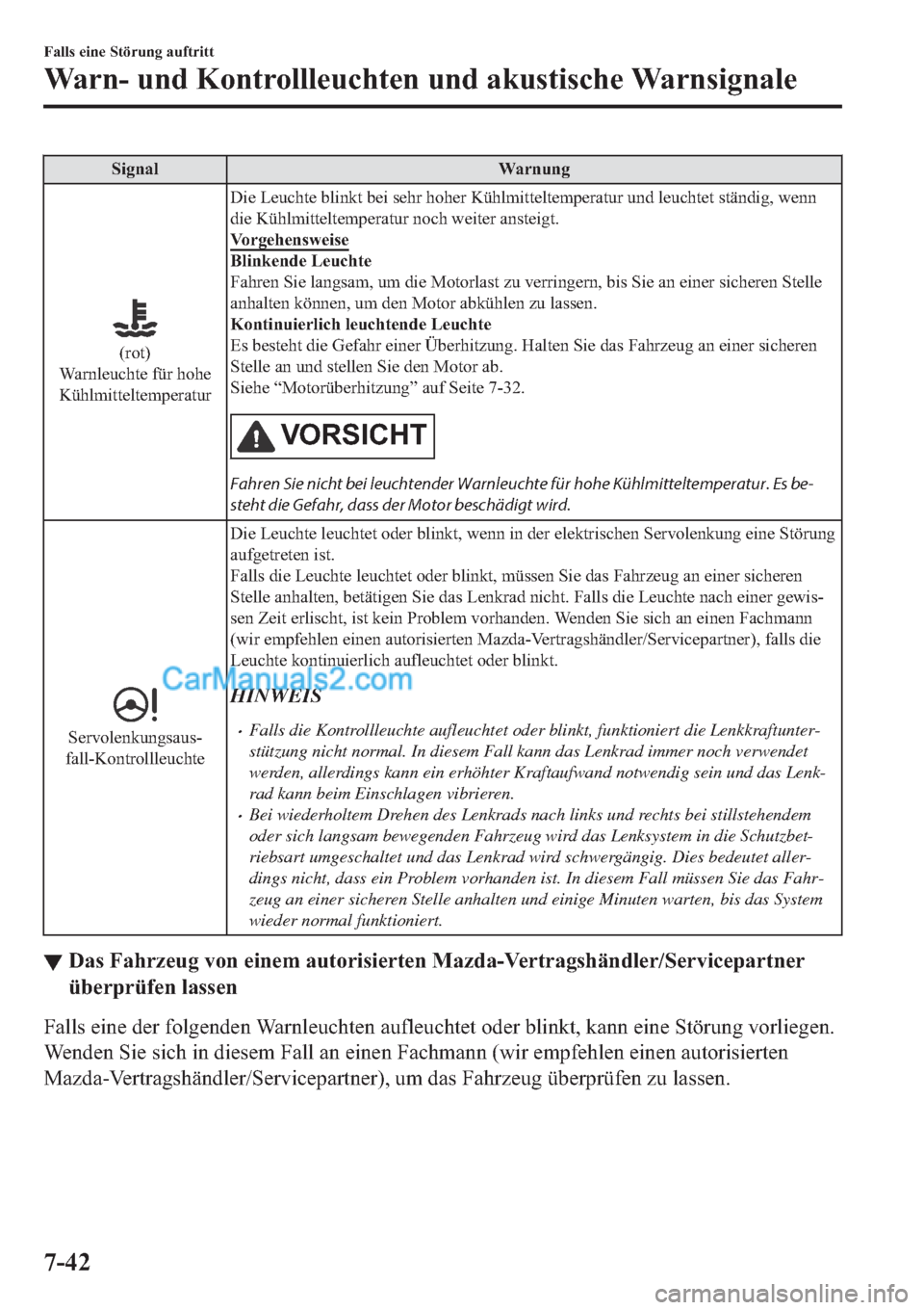 MAZDA MODEL 2 2019  Betriebsanleitung (in German) �6�L�J�Q�D�O �:�D�U�Q�X�Q�J
��U�R�W�
�:�D�U�Q�O�H�X�F�K�W�H��I�