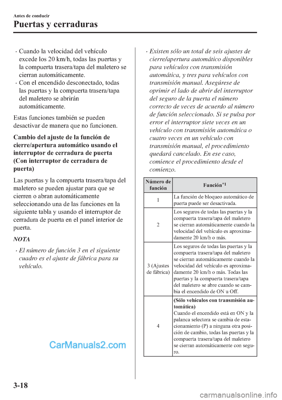 MAZDA MODEL 2 2019  Manual del propietario (in Spanish) �x�&�X�D�Q�G�R��O�D��Y�H�O�R�F�L�G�D�G��G�H�O��Y�H�K�t�F�X�O�R
�H�[�F�H�G�H��O�R�V�����N�P��K���W�R�G�D�V��O�D�V��S�X�H�U�W�D�V��\
�O�D��F�R�P�S�X�H�U�W�D��W�U�D�V�H�U�D��W�D�S�D��G