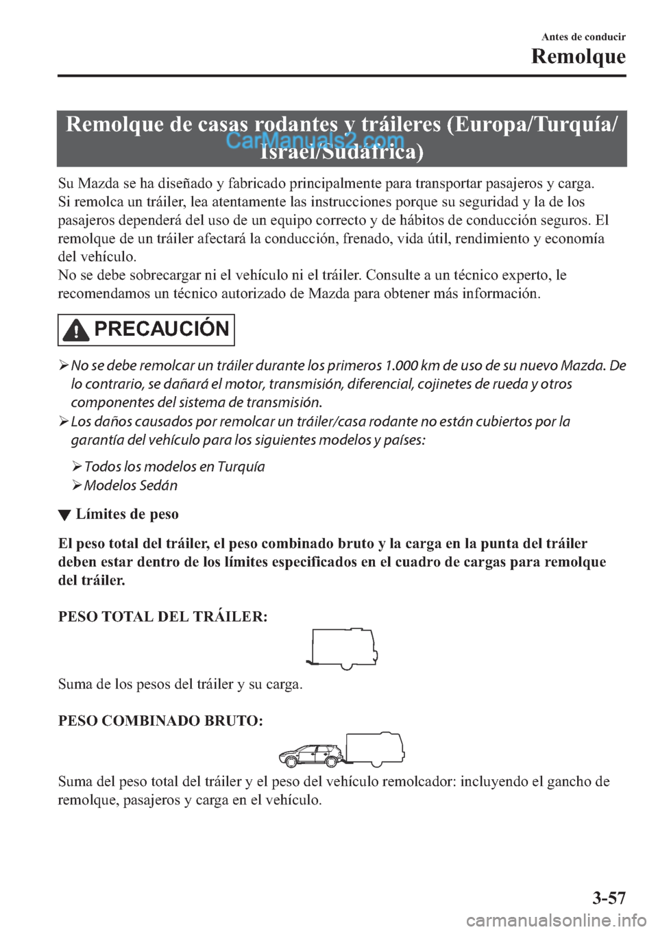 MAZDA MODEL 2 2019  Manual del propietario (in Spanish) �5�H�P�R�O�T�X�H��G�H��F�D�V�D�V��U�R�G�D�Q�W�H�V��\��W�U�i�L�O�H�U�H�V���(�X�U�R�S�D��7�X�U�T�X�t�D�
�,�V�U�D�H�O��6�X�G�i�I�U�L�F�D�
�6�X��0�D�]�G�D��V�H��K�D��G�L�V�H�x�D�G�R��\��I