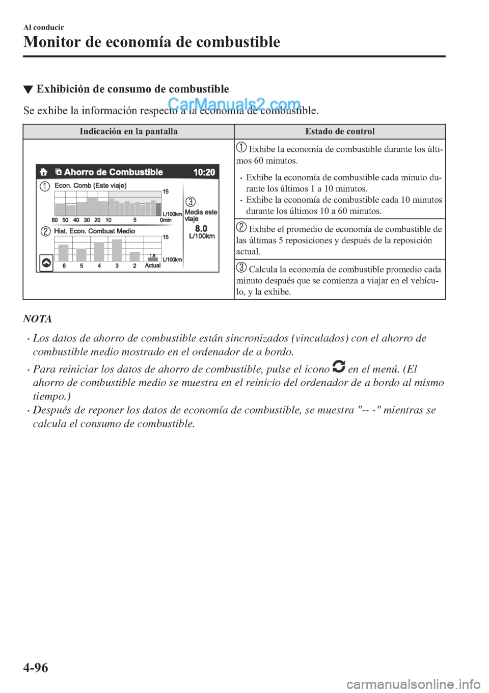 MAZDA MODEL 2 2019  Manual del propietario (in Spanish) ▼�(�[�K�L�E�L�F�L�y�Q��G�H��F�R�Q�V�X�P�R��G�H��F�R�P�E�X�V�W�L�E�O�H
�6�H��H�[�K�L�E�H��O�D��L�Q�I�R�U�P�D�F�L�y�Q��U�H�V�S�H�F�W�R��D��O�D��H�F�R�Q�R�P�t�D��G�H��F�R�P�E�X�V�W�L�E�O�H