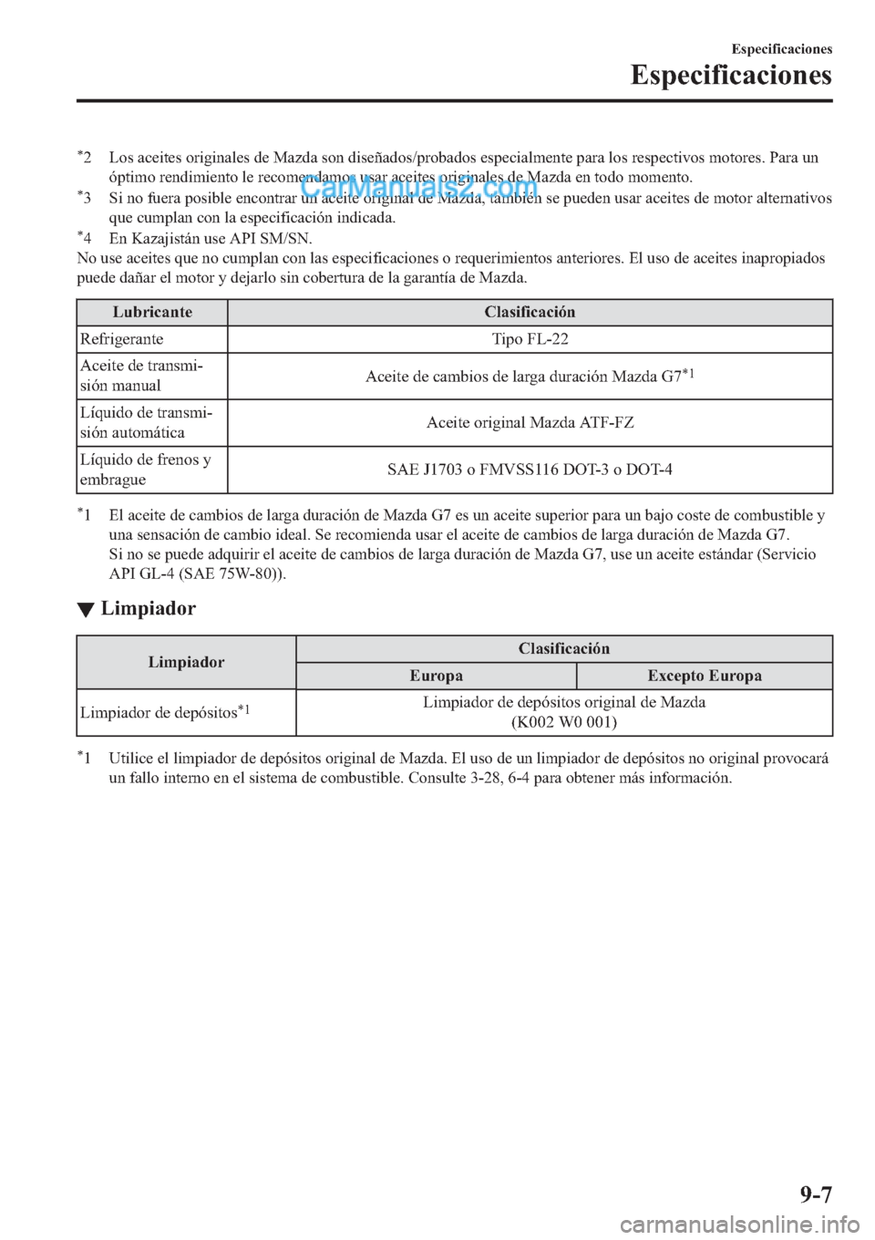MAZDA MODEL 2 2019  Manual del propietario (in Spanish) �
� �/�R�V��D�F�H�L�W�H�V��R�U�L�J�L�Q�D�O�H�V��G�H��0�D�]�G�D��V�R�Q��G�L�V�H�x�D�G�R�V��S�U�R�E�D�G�R�V��H�V�S�H�F�L�D�O�P�H�Q�W�H��S�D�U�D��O�R�V��U�H�V�S�H�F�W�L�Y�R�V��P�R�W�R�U�H�V�