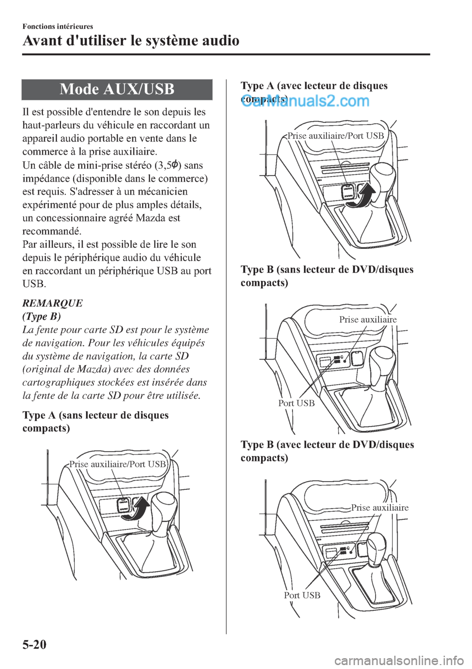 MAZDA MODEL 2 2019  Manuel du propriétaire (in French) �0�R�G�H��$�8�;��8�6�%
�,�O��H�V�W��S�R�V�V�L�E�O�H��G�
�H�Q�W�H�Q�G�U�H��O�H��V�R�Q��G�H�S�X�L�V��O�H�V
�K�D�X�W��S�D�U�O�H�X�U�V��G�X��Y�p�K�L�F�X�O�H��H�Q��U�D�F�F�R�U�G�D�Q�W��X�Q
�