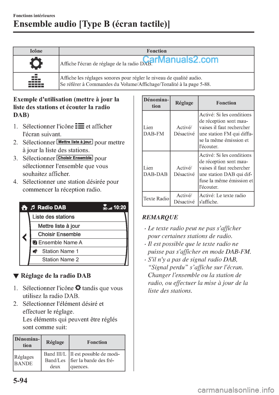MAZDA MODEL 2 2019  Manuel du propriétaire (in French) �,�F�{�Q�H �)�R�Q�F�W�L�R�Q
�$�I�I�L�F�K�H��O�
�p�F�U�D�Q��G�H��U�p�J�O�D�J�H��G�H��O�D��U�D�G�L�R���$�%�
�$�I�I�L�F�K�H��O�H�V��U�p�J�O�D�J�H�V��V�R�Q�R�U�H�V��S�R�X�U��U�p�J�O�H�U��O�