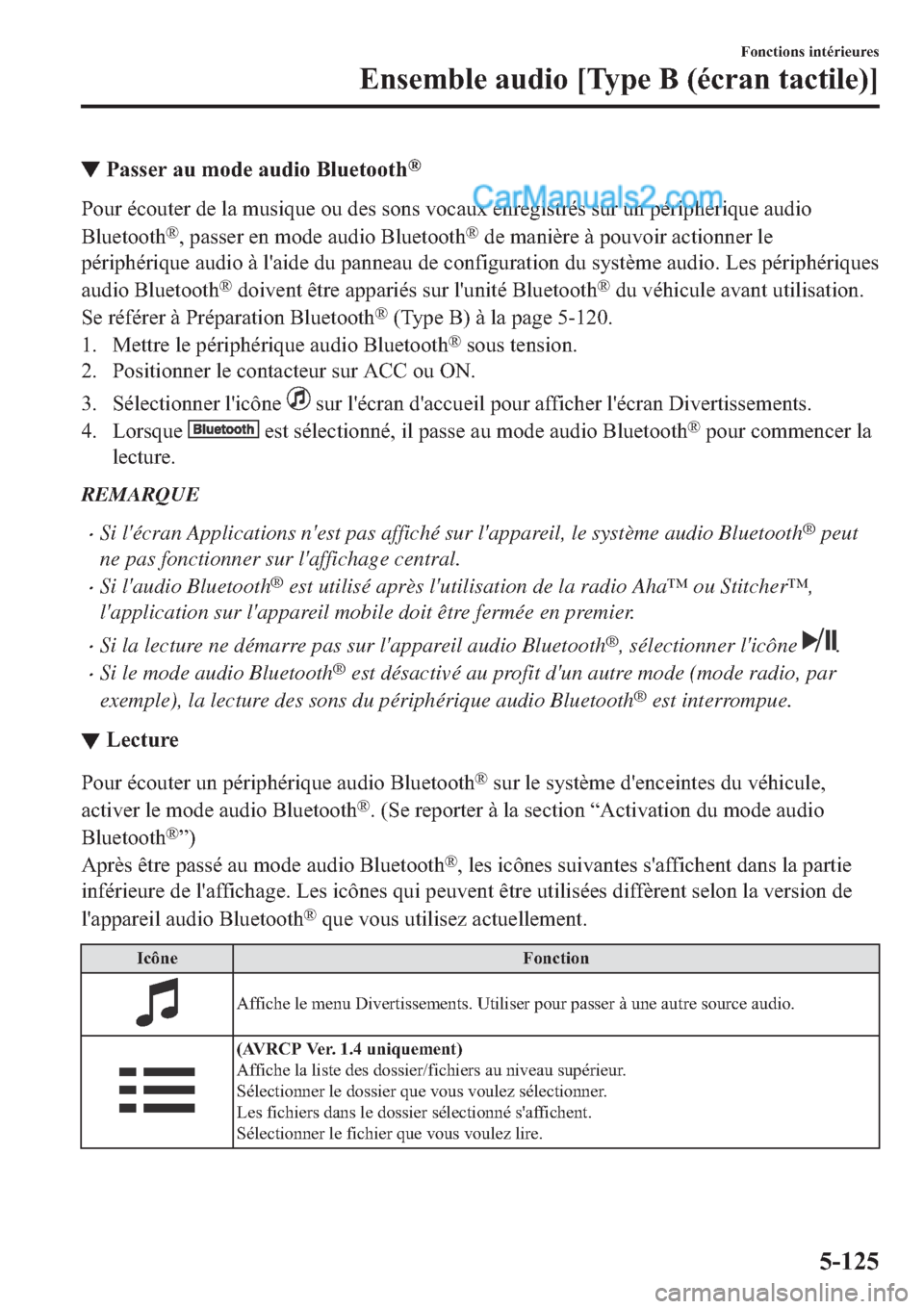 MAZDA MODEL 2 2019  Manuel du propriétaire (in French) ▼�3�D�V�V�H�U��D�X��P�R�G�H��D�X�G�L�R��%�O�X�H�W�R�R�W�K�Š
�3�R�X�U��p�F�R�X�W�H�U��G�H��O�D��P�X�V�L�T�X�H��R�X��G�H�V��V�R�Q�V��Y�R�F�D�X�[��H�Q�U�H�J�L�V�W�U�p�V��V�X�U��X�Q��S�
