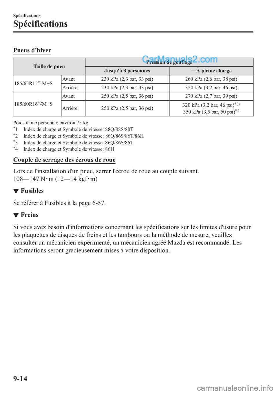 MAZDA MODEL 2 2019  Manuel du propriétaire (in French) �3�Q�H�X�V��G�
�K�L�Y�H�U
�7�D�L�O�O�H��G�H��S�Q�H�X�3�U�H�V�V�L�R�Q��G�H��J�R�Q�I�O�D�J�H
�-�X�V�T�X�
�j����S�H�U�V�R�Q�Q�H�V 