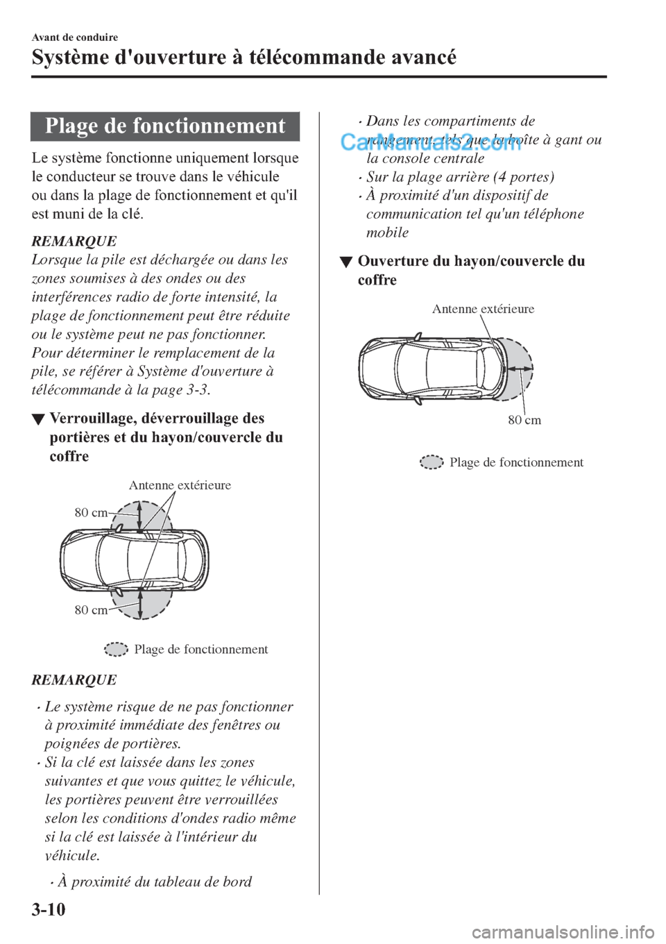 MAZDA MODEL 2 2019  Manuel du propriétaire (in French) �3�O�D�J�H��G�H��I�R�Q�F�W�L�R�Q�Q�H�P�H�Q�W
�/�H��V�\�V�W�q�P�H��I�R�Q�F�W�L�R�Q�Q�H��X�Q�L�T�X�H�P�H�Q�W��O�R�U�V�T�X�H
�O�H��F�R�Q�G�X�F�W�H�X�U��V�H��W�U�R�X�Y�H��G�D�Q�V��O�H��Y�p�K�L