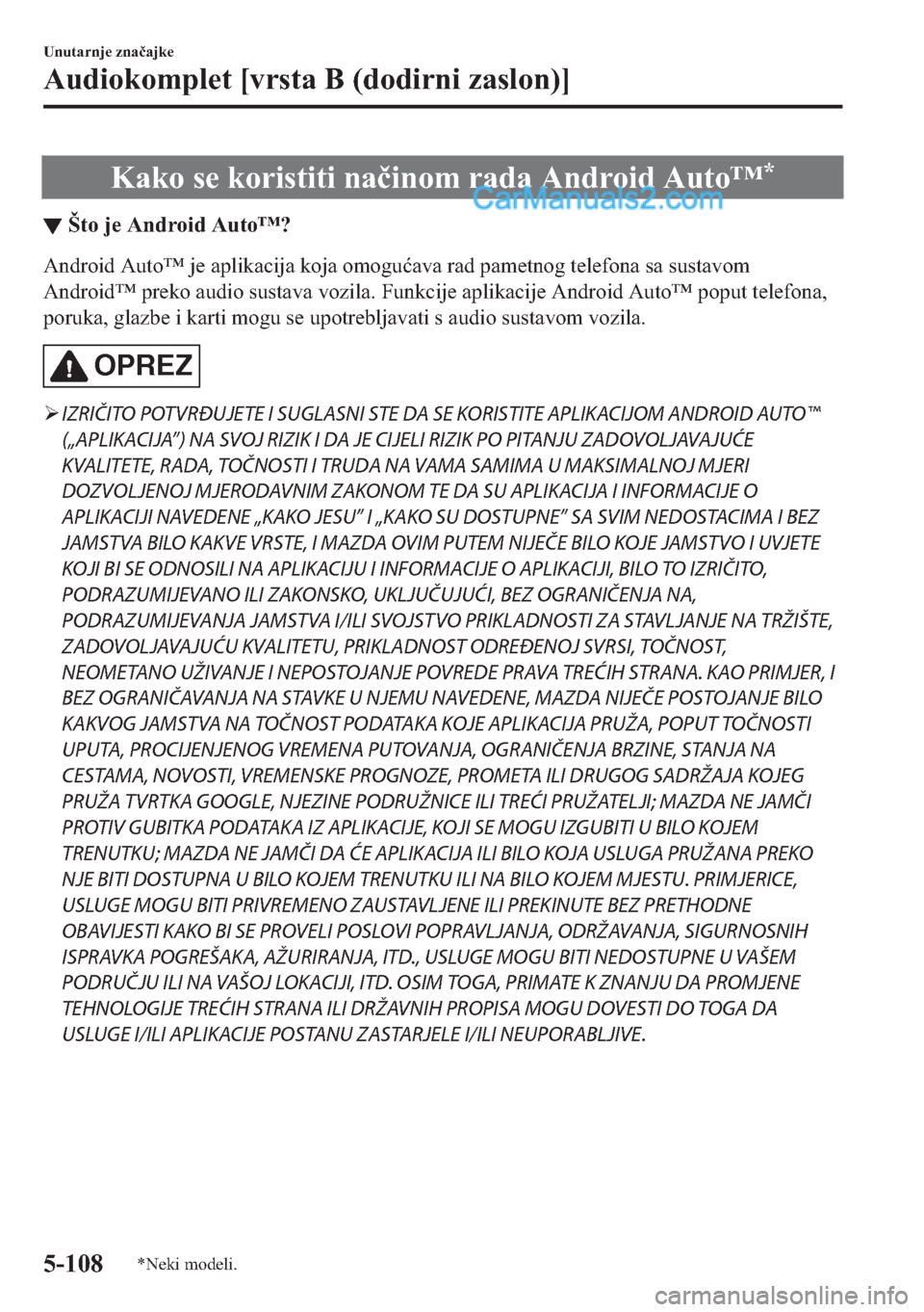 MAZDA MODEL 2 2019  Upute za uporabu (in Crotian) �.�D�N�R��V�H��N�R�U�L�V�W�L�W�L��Q�D�