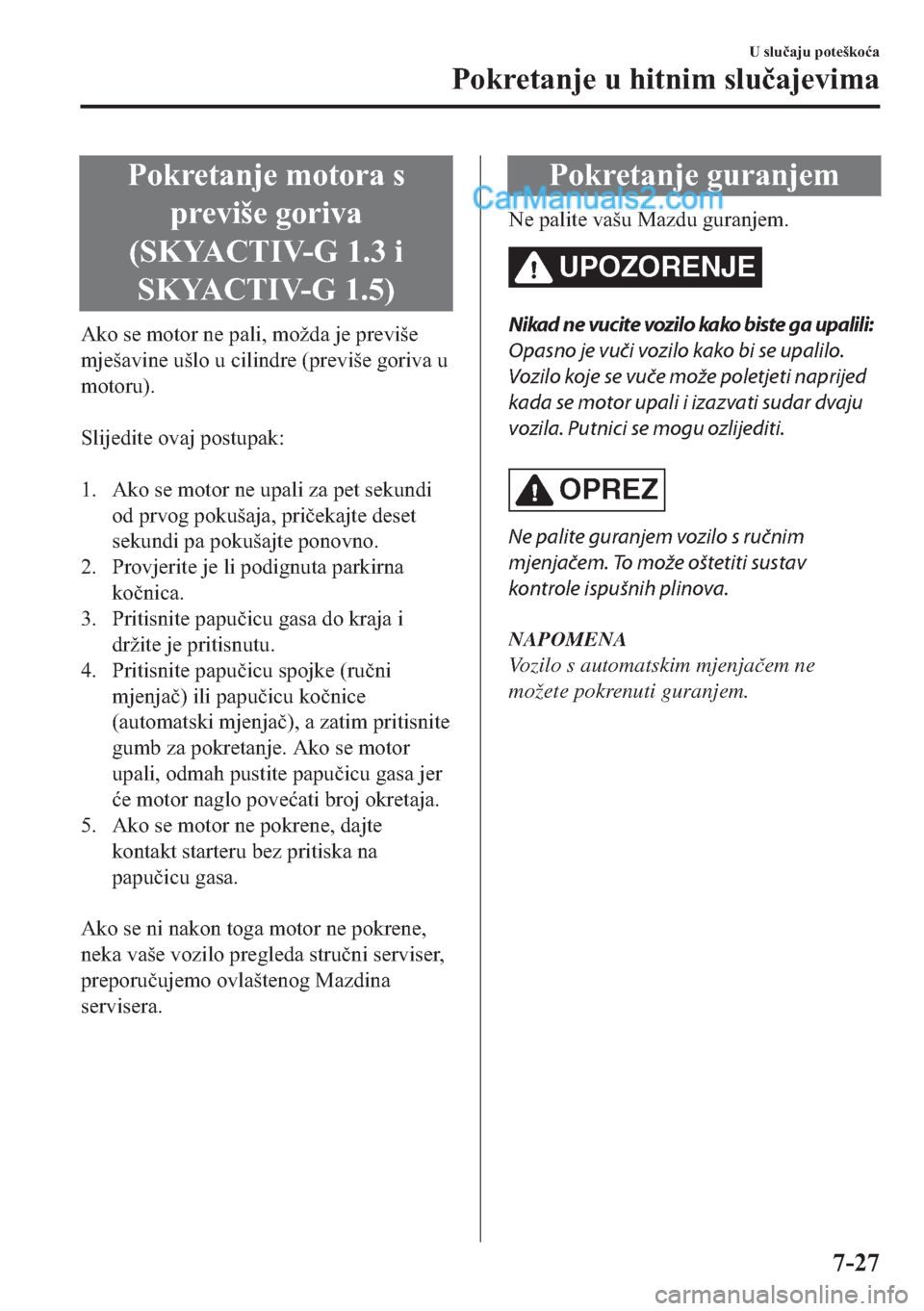 MAZDA MODEL 2 2019  Upute za uporabu (in Crotian) �3�R�N�U�H�W�D�Q�M�H��P�R�W�R�U�D��V
�S�U�H�Y�L�