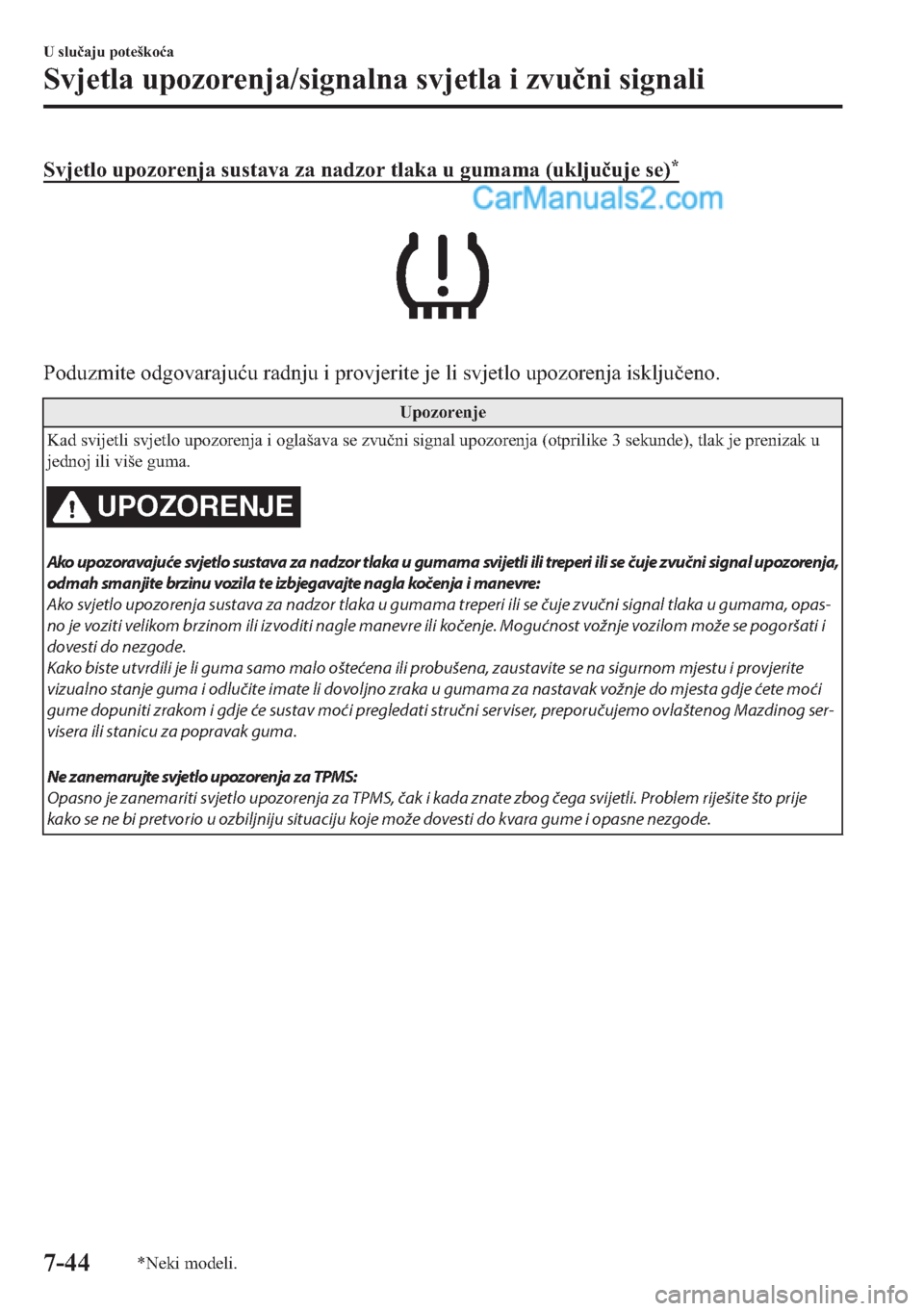 MAZDA MODEL 2 2019  Upute za uporabu (in Crotian) �6�Y�M�H�W�O�R��X�S�R�]�R�U�H�Q�M�D��V�X�V�W�D�Y�D��]�D��Q�D�G�]�R�U��W�O�D�N�D��X��J�X�P�D�P�D���X�N�O�M�X�