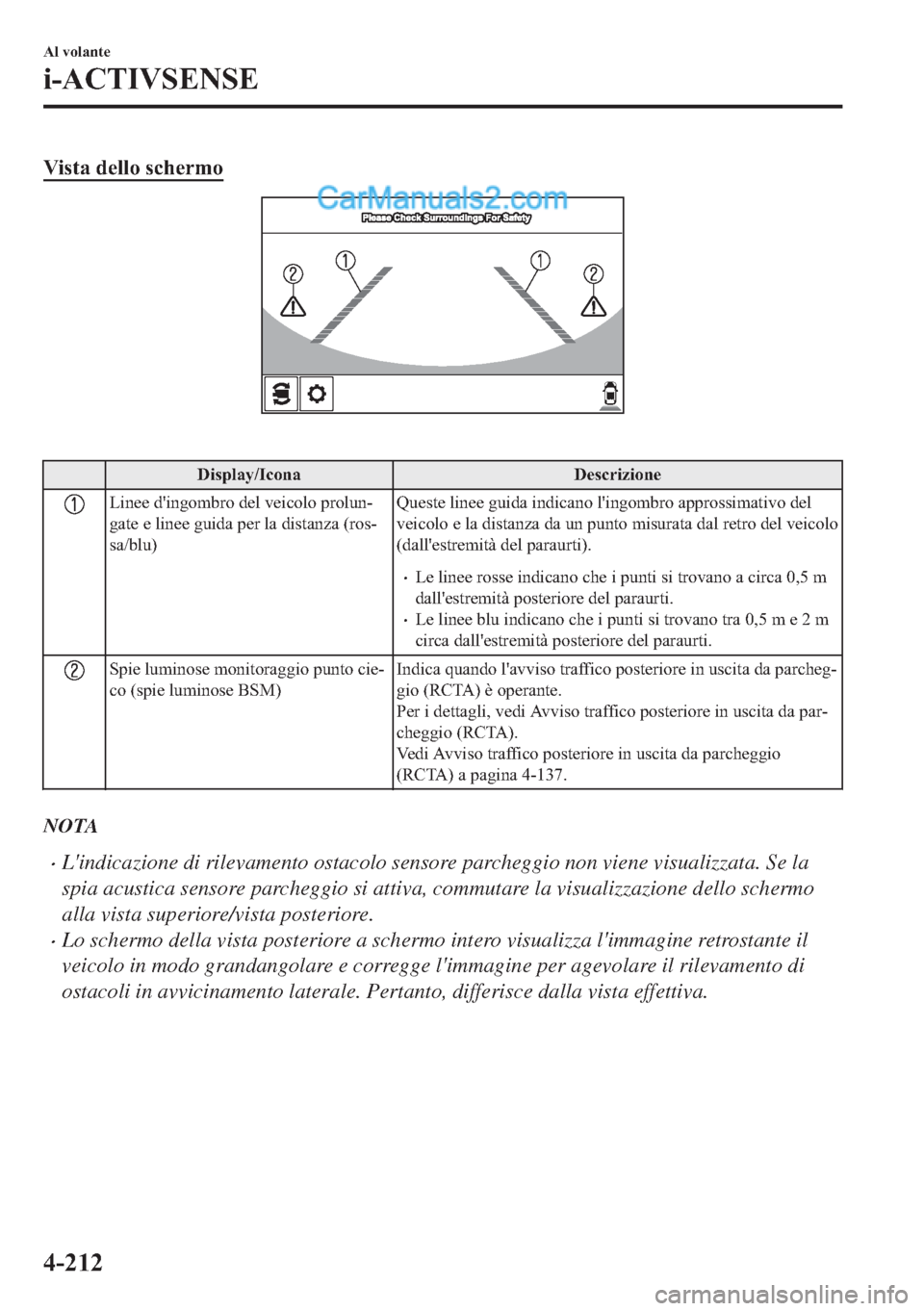MAZDA MODEL 2 2019  Manuale del proprietario (in Italian) �9�L�V�W�D��G�H�O�O�R��V�F�K�H�U�P�R
�
��L�V�S�O�D�\��,�F�R�Q�D ��H�V�F�U�L�]�L�R�Q�H
�/�L�Q�H�H��G�
�L�Q�J�R�P�E�U�R��G�H�O��Y�H�L�F�R�O�R��S�U�R�O�X�Q(
�J�D�W�H��H��O�L�Q�H�H��J�X�L�G�