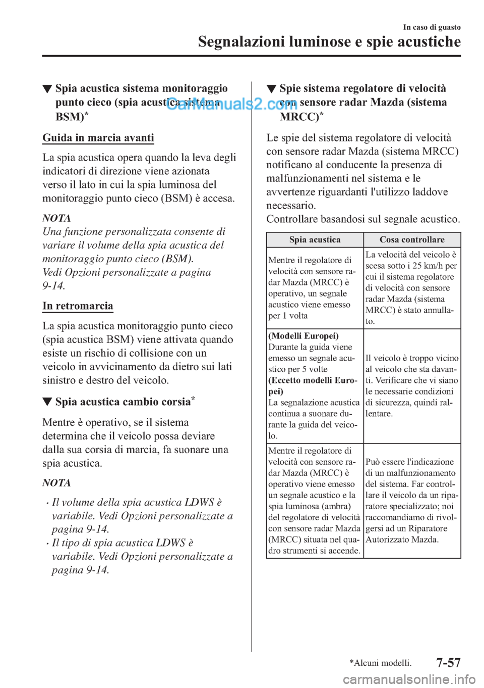 MAZDA MODEL 2 2019  Manuale del proprietario (in Italian) ▼�6�S�L�D��D�F�X�V�W�L�F�D��V�L�V�W�H�P�D��P�R�Q�L�W�R�U�D�J�J�L�R
�S�X�Q�W�R��F�L�H�F�R���V�S�L�D��D�F�X�V�W�L�F�D��V�L�V�W�H�P�D
�%�6�0�
�
�*�X�L�G�D��L�Q��P�D�U�F�L�D��D�Y�D�Q�W�L
�/