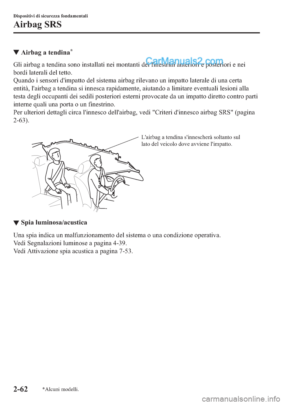 MAZDA MODEL 2 2019  Manuale del proprietario (in Italian) ▼�$�L�U�E�D�J��D��W�H�Q�G�L�Q�D�
�*�O�L��D�L�U�E�D�J��D��W�H�Q�G�L�Q�D��V�R�Q�R��L�Q�V�W�D�O�O�D�W�L��Q�H�L��P�R�Q�W�D�Q�W�L��G�H�L��I�L�Q�H�V�W�U�L�Q�L��D�Q�W�H�U�L�R�U�L��H��S�R�V�W
