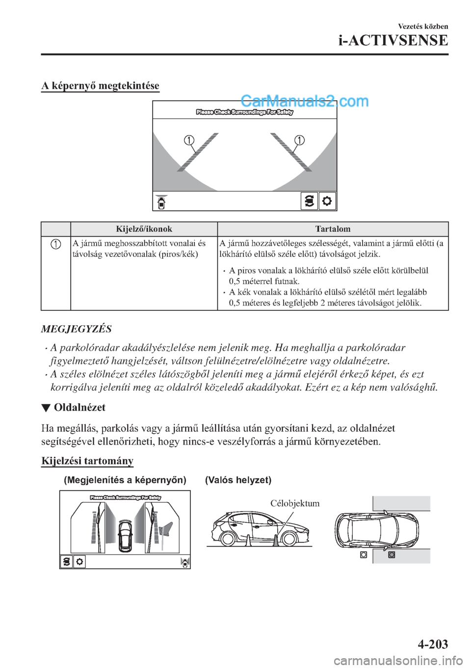MAZDA MODEL 2 2019  Kezelési útmutató (in Hungarian) �$��N�p�S�H�U�Q�\��P�H�J�W�H�N�L�Q�W�p�V�H
�.�L�M�H�O�]��L�N�R�Q�R�N �7�D�U�W�D�O�R�P
�$��M�i�U�P&��P�H�J�K�R�V�V�]�D�E�E�t�W�R�W�W��Y�R�Q�D�O�D�L��p�V
�W�i�Y�R�O�V�i�J��Y�H�]�H�W�Y�R�Q