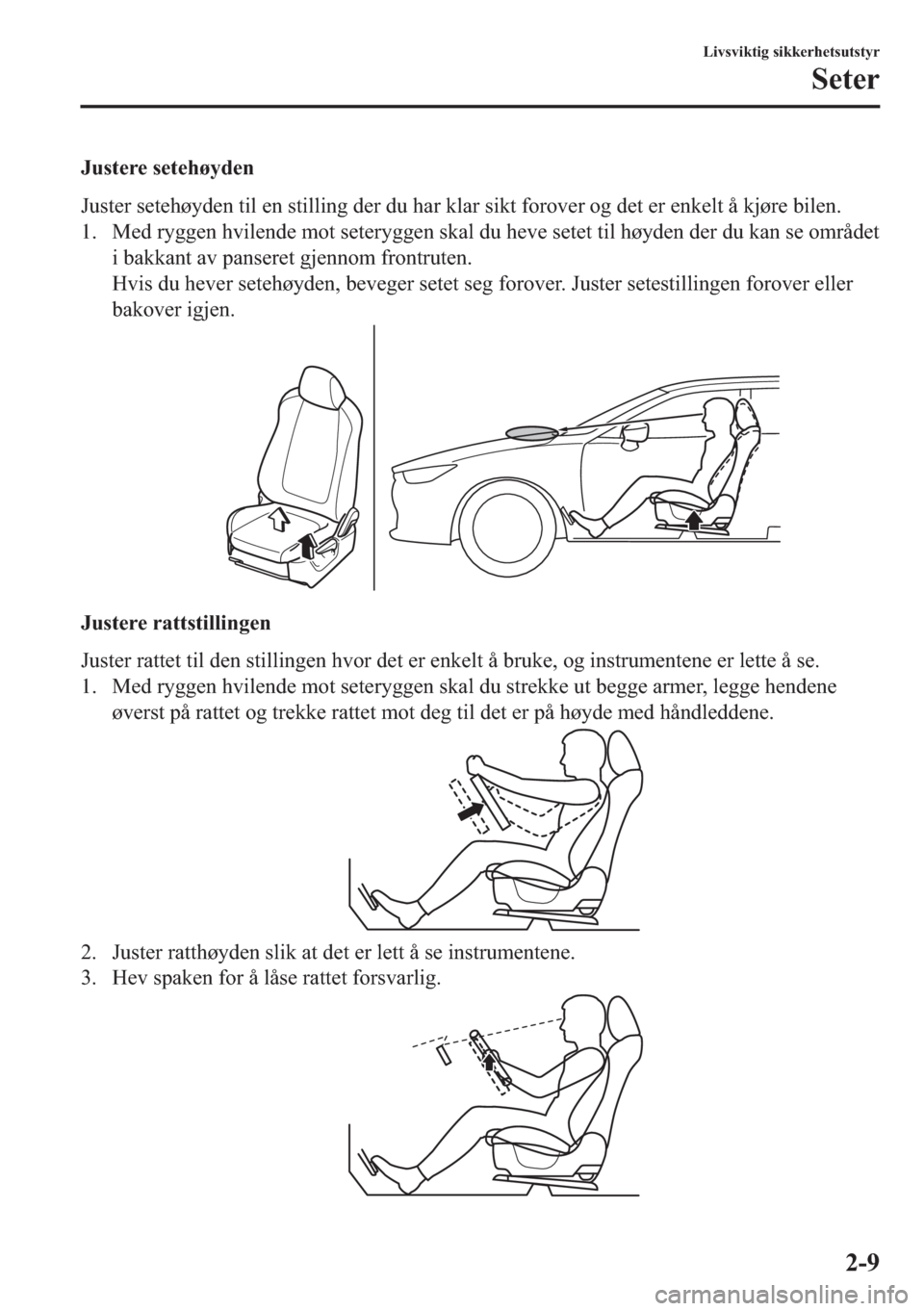 MAZDA MODEL 2 2019  Brukerhåndbok (in Norwegian) �-�X�V�W�H�U�H��V�H�W�H�K�