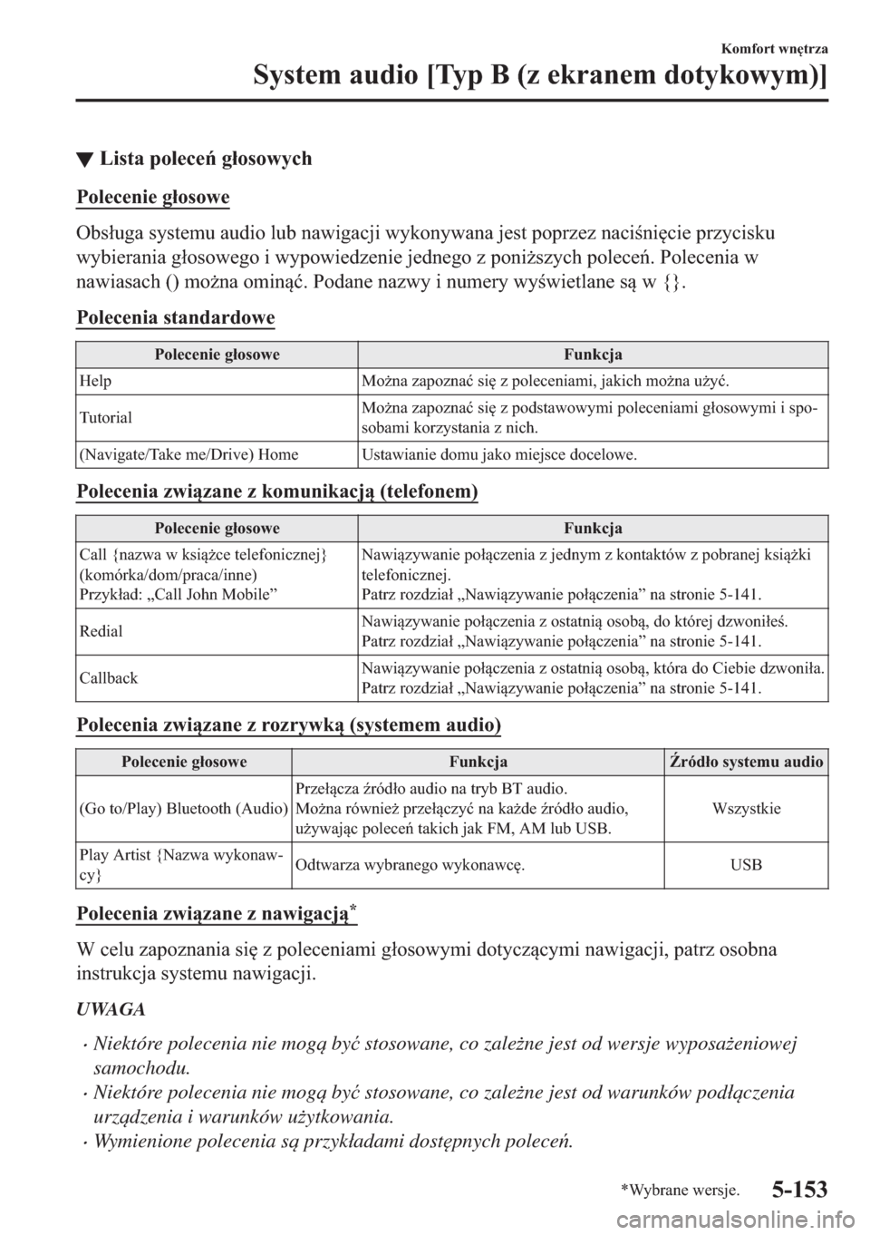 MAZDA MODEL 2 2019  Instrukcja Obsługi (in Polish) ▼�/�L�V�W�D��S�R�O�H�F�H��J�