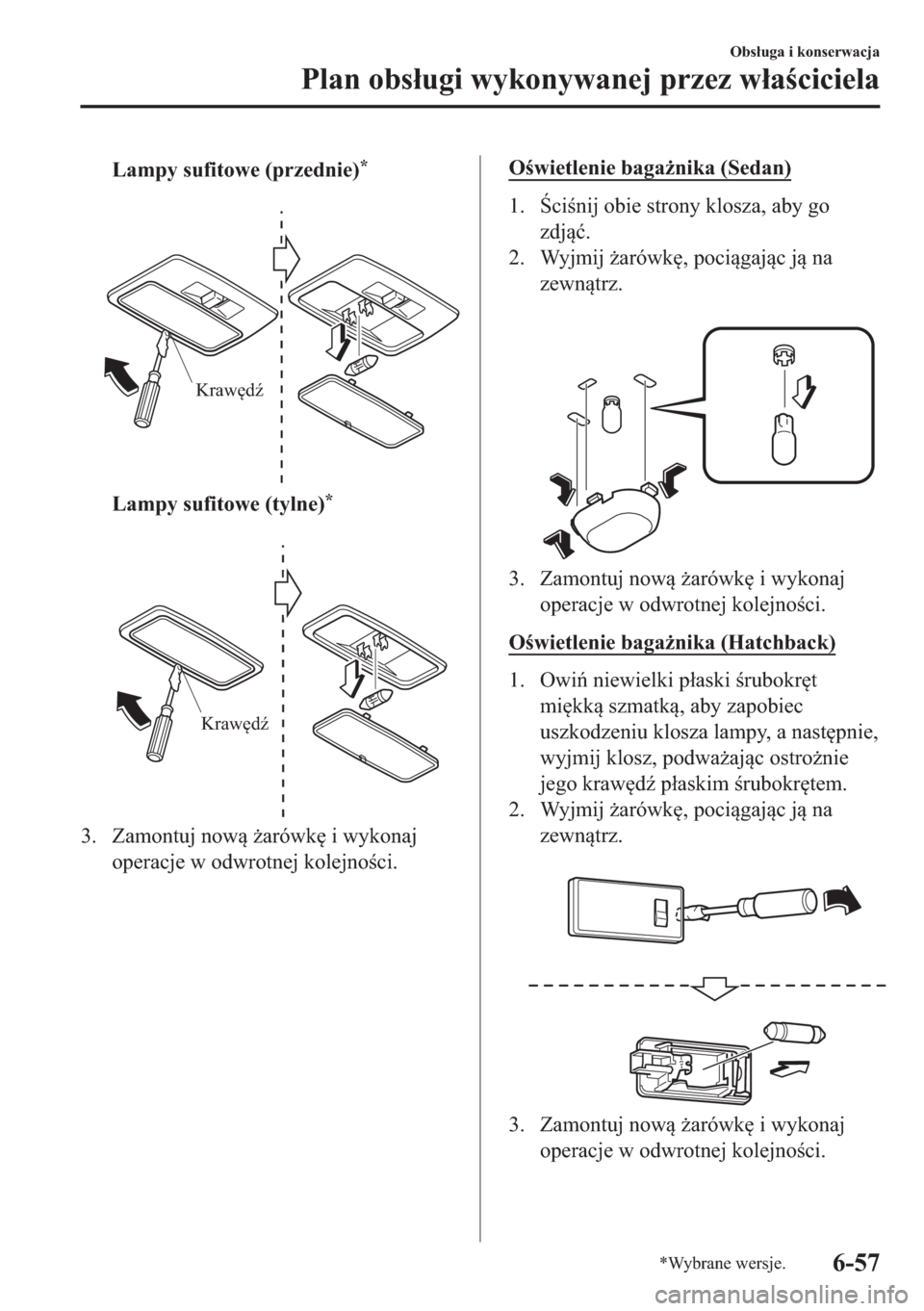 MAZDA MODEL 2 2019  Instrukcja Obsługi (in Polish) �/�D�P�S�\��V�X�I�L�W�R�Z�H���S�U�]�H�G�Q�L�H��
�
Krawędź
�/�D�P�S�\��V�X�I�L�W�R�Z�H���W�\�O�Q�H��
�
Krawędź
�� �=�D�P�R�Q�W�X�M��Q�R�Z�*�D�U�y�Z�N
��L��Z�\�N�R�Q�D�M
�R�S�H