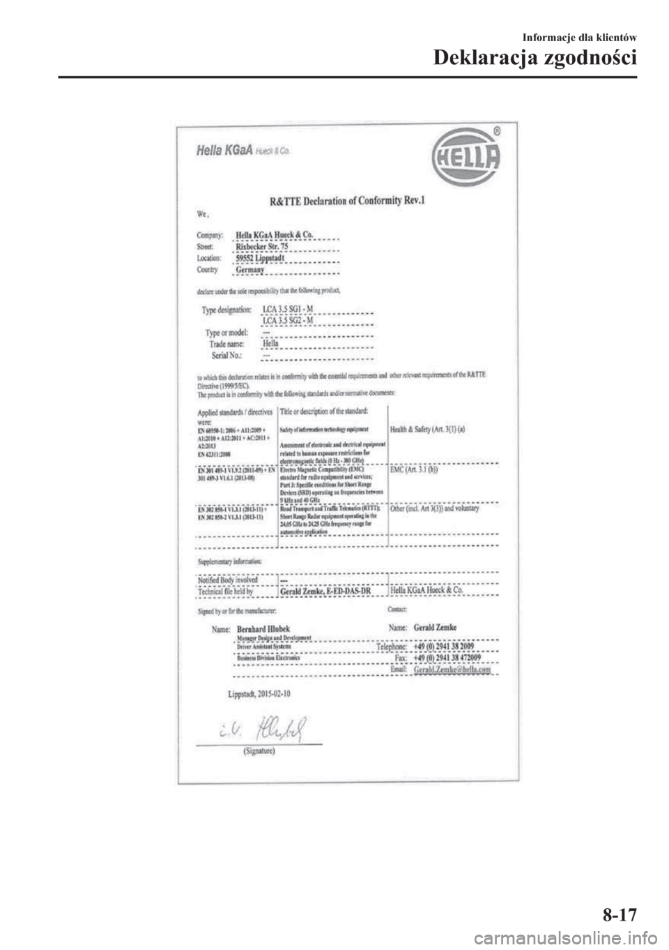 MAZDA MODEL 2 2019  Instrukcja Obsługi (in Polish) �,�Q�I�R�U�P�D�F�M�H��G�O�D��N�O�L�H�Q�W�y�Z
��H�N�O�D�U�D�F�M�D��]�J�R�G�Q�R�F�L
���� 
