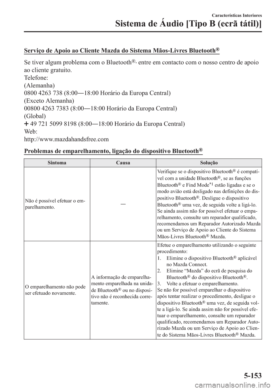 MAZDA MODEL 2 2019  Manual do proprietário (in Portuguese) �6�H�U�Y�L�o�R��G�H��$�S�R�L�R��D�R��&�O�L�H�Q�W�H��0�D�]�G�D��G�R��6�L�V�W�H�P�D��0�m�R�V��/�L�Y�U�H�V��%�O�X�H�W�R�R�W�K�Š
�6�H��W�L�Y�H�U��D�O�J�X�P��S�U�R�E�O�H�P�D��F�R�P��R��%�O