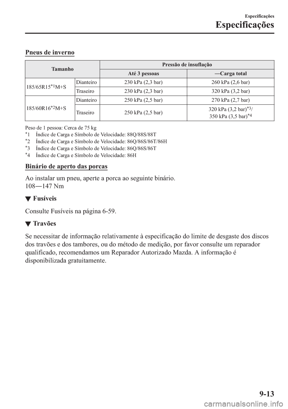 MAZDA MODEL 2 2019  Manual do proprietário (in Portuguese) �3�Q�H�X�V��G�H��L�Q�Y�H�U�Q�R
�7�D �P �D �Q �K �R�3�U�H�V�V�m�R��G�H��L�Q�V�X�I�O�D�o�m�R
�$�W�p����S�H�V�V�R�D�V 