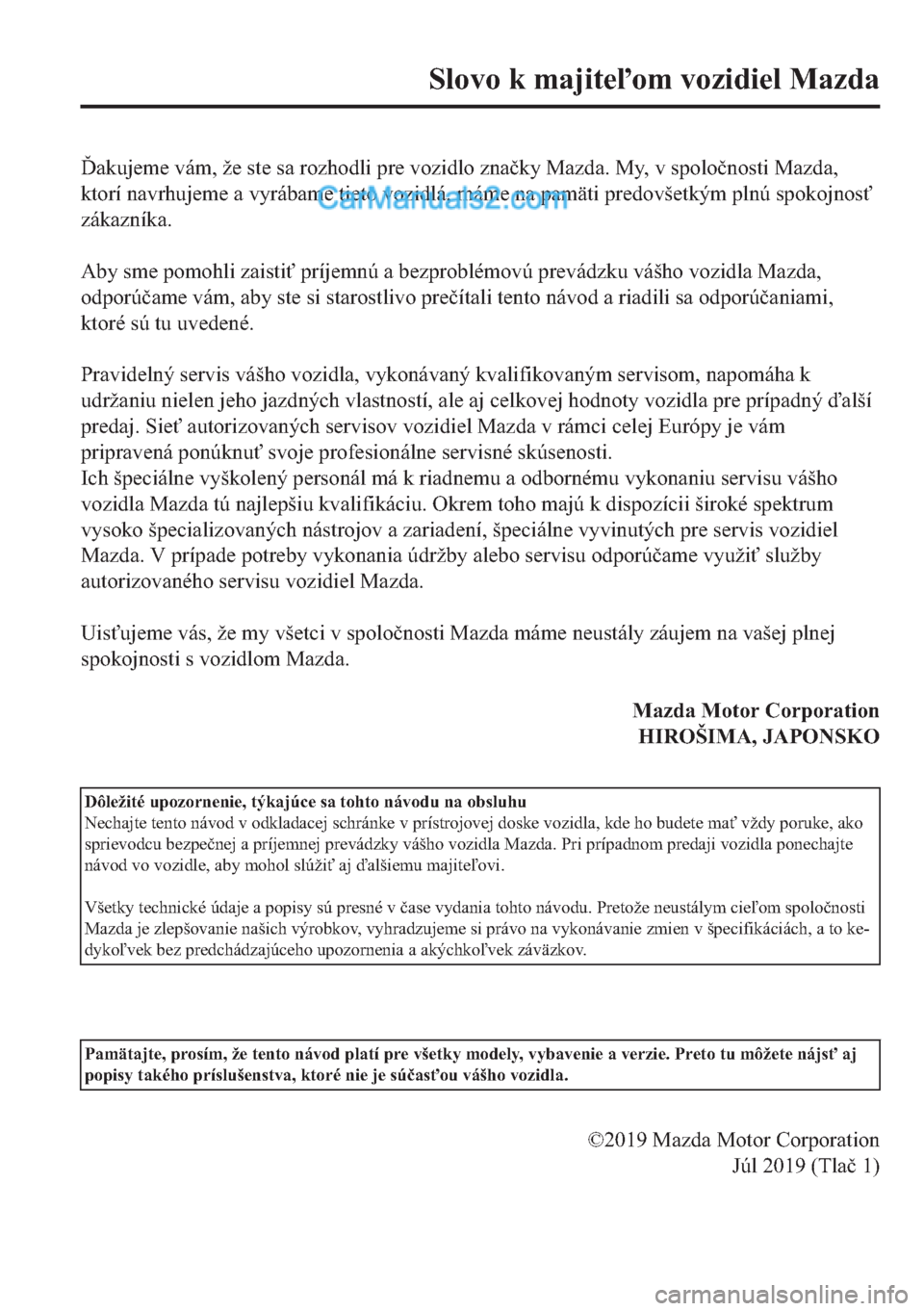 Mazda Model 2 19 Uzivateľska Prirucka In Slovak 803 Pages