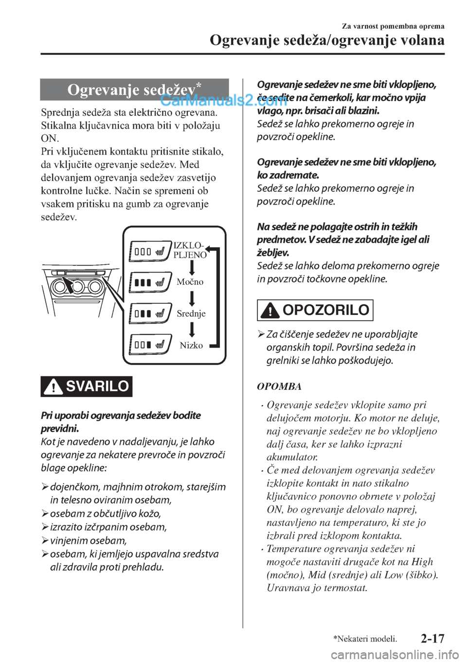 MAZDA MODEL 2 2019  Priročnik za lastnika (in Slovenian) �2�J�U�H�Y�D�Q�M�H��V�H�G�H�