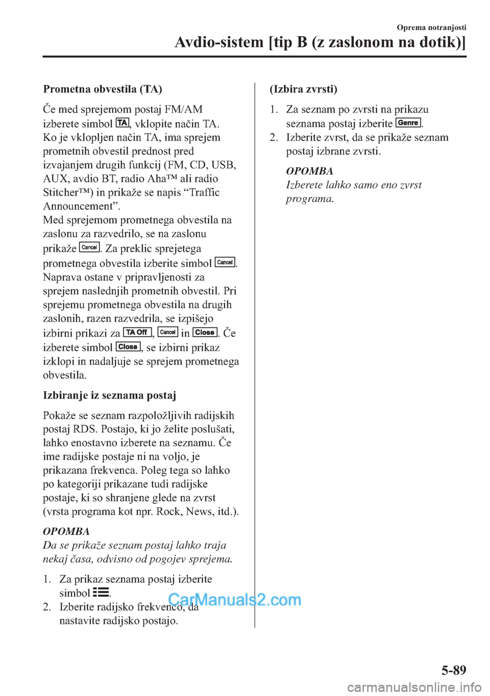 MAZDA MODEL 2 2019  Priročnik za lastnika (in Slovenian) �3�U�R�P�H�W�Q�D��R�E�Y�H�V�W�L�O�D���7�$�
�