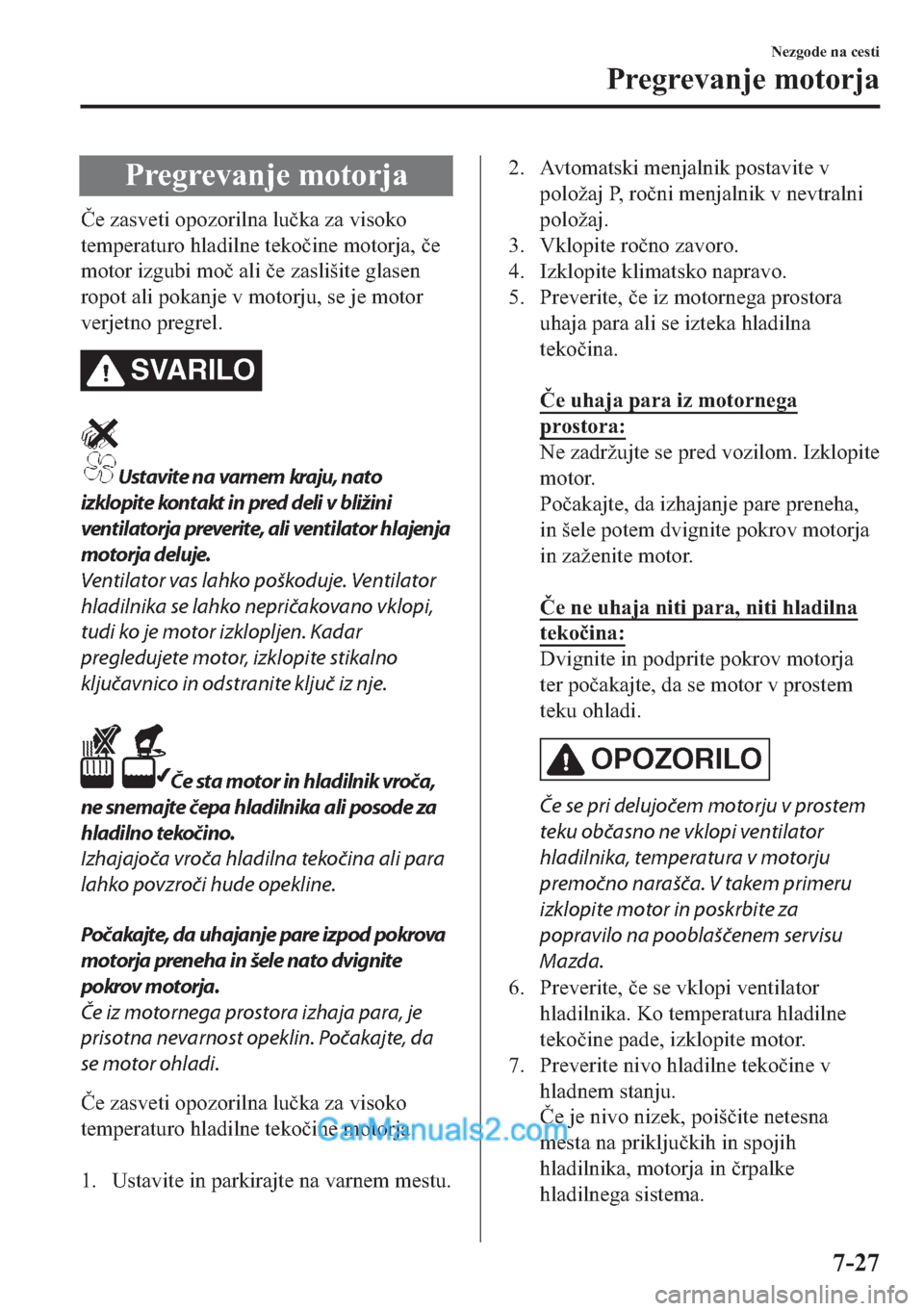 MAZDA MODEL 2 2019  Priročnik za lastnika (in Slovenian) �3�U�H�J�U�H�Y�D�Q�M�H��P�R�W�R�U�M�D
�