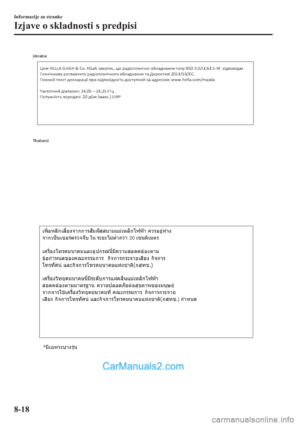 MAZDA MODEL 2 2019  Priročnik za lastnika (in Slovenian) �,�Q�I�R�U�P�D�F�L�M�H��]�D��V�W�U�D�Q�N�H
�,�]�M�D�Y�H��R��V�N�O�D�G�Q�R�V�W�L��V��S�U�H�G�S�L�V�L
����  