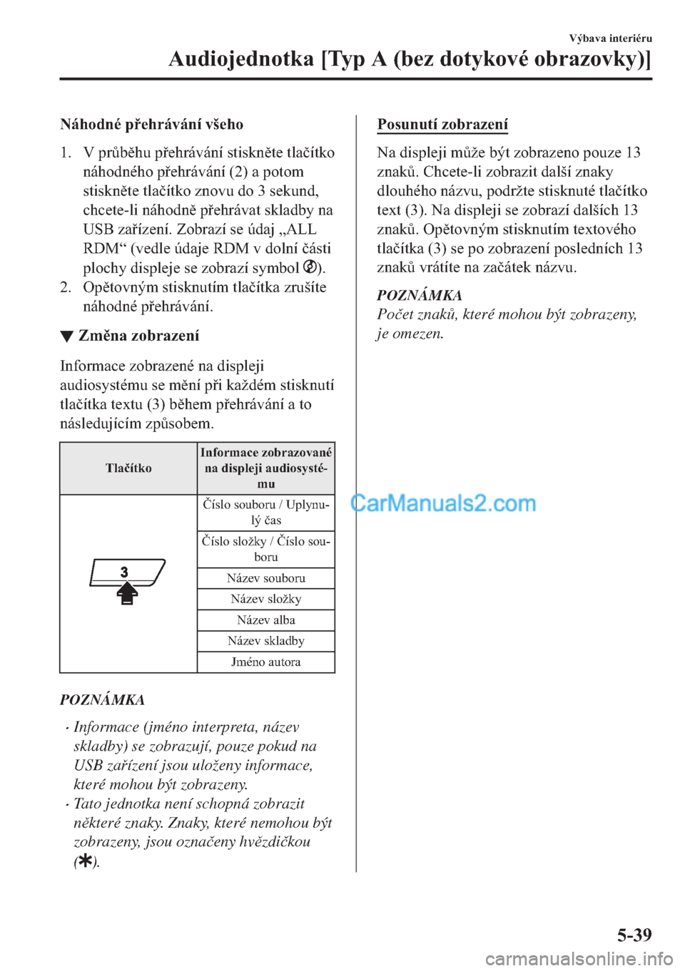 MAZDA MODEL 2 2019  Návod k obsluze (in Czech) �1�i�K�R�G�Q�p��S�H�K�U�i�Y�i�Q�t��Y�