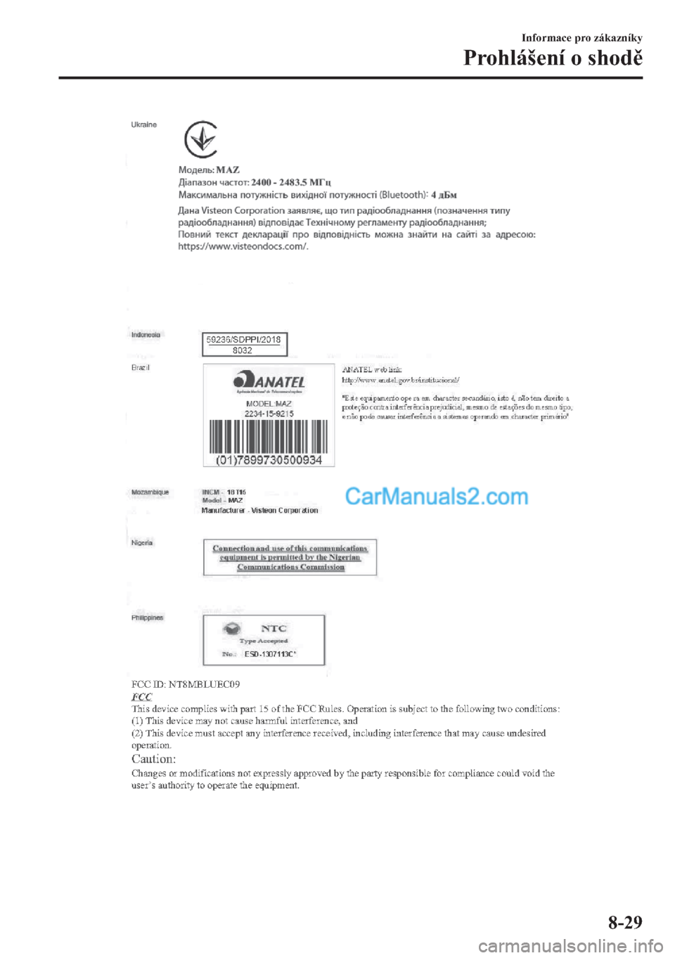 MAZDA MODEL 2 2019  Návod k obsluze (in Czech) �,�Q�I�R�U�P�D�F�H��S�U�R��]�i�N�D�]�Q�t�N�\
�3�U�R�K�O�i�
