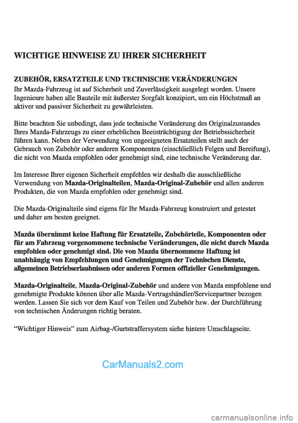 MAZDA MODEL 2 2018  Betriebsanleitung (in German) 